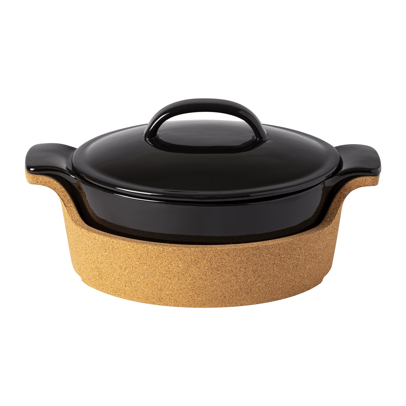 Ensemble Black Ov Casserole W/cork Tray 12cm 1.93l Gift