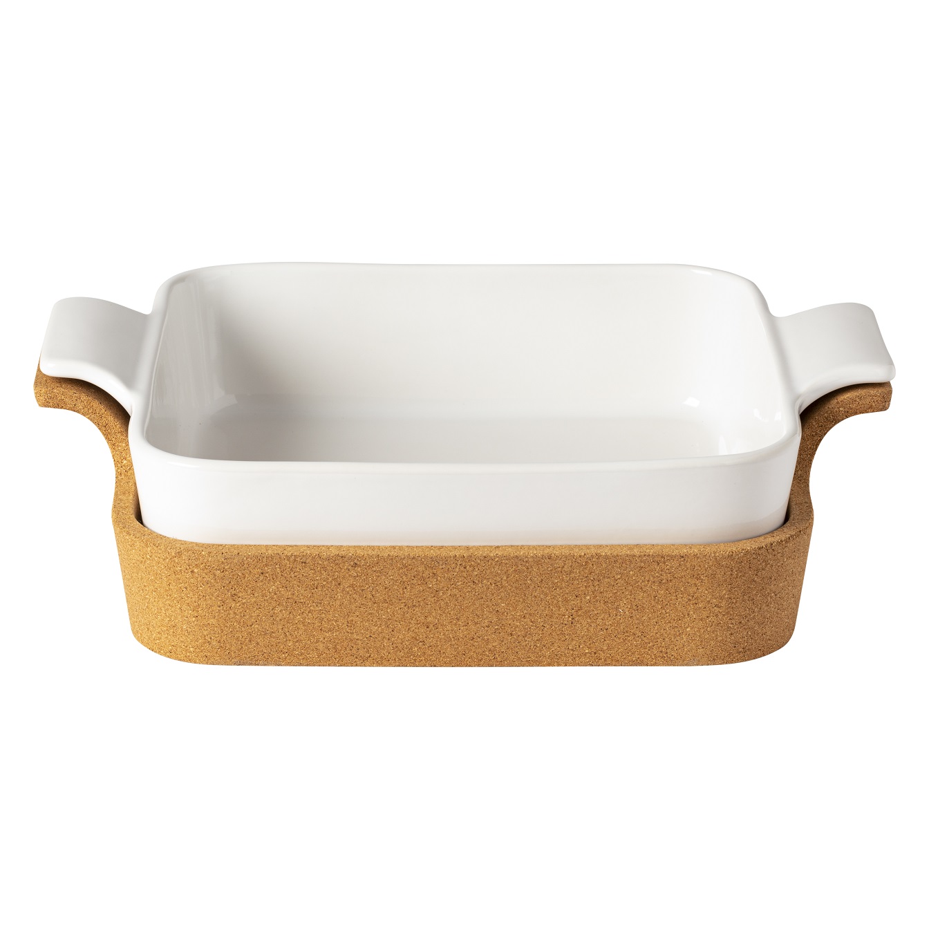 Ensemble White Square Baker W/cork Tray 13cm 2.5l Gift