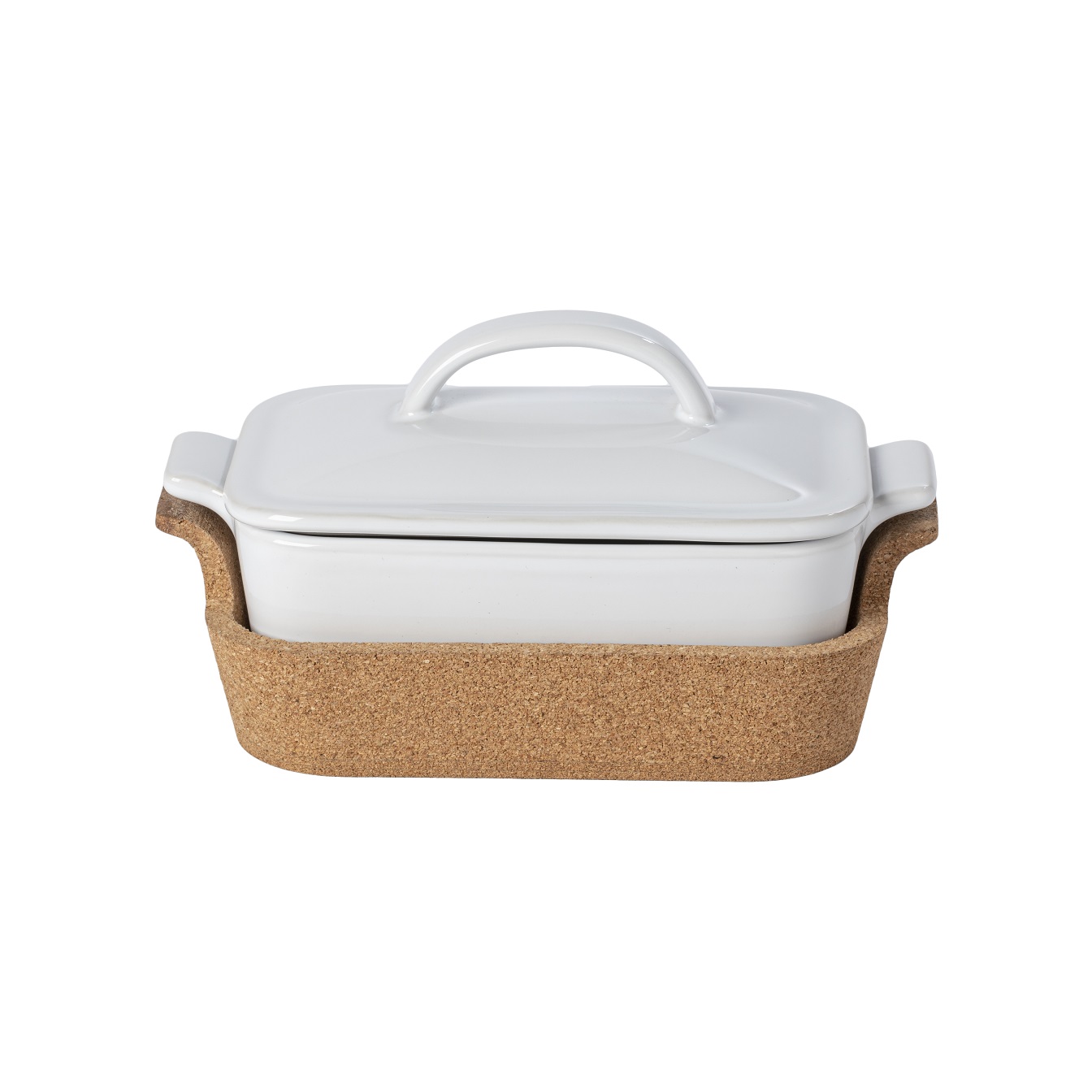 Ensemble White Rect Casserole W/cork Tray 24 0.87l Gift