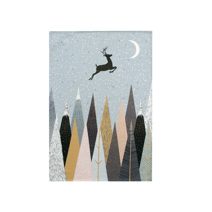 Sara Miller Tea Towel Pines Blue Deer Gift