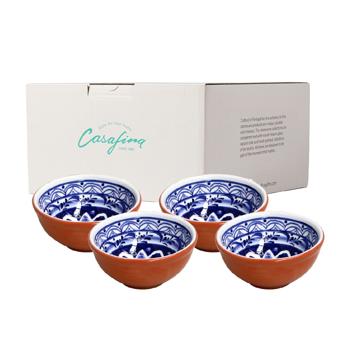 Alentejo Terracota Gift 4 Dip Bowls Blue-white Gift