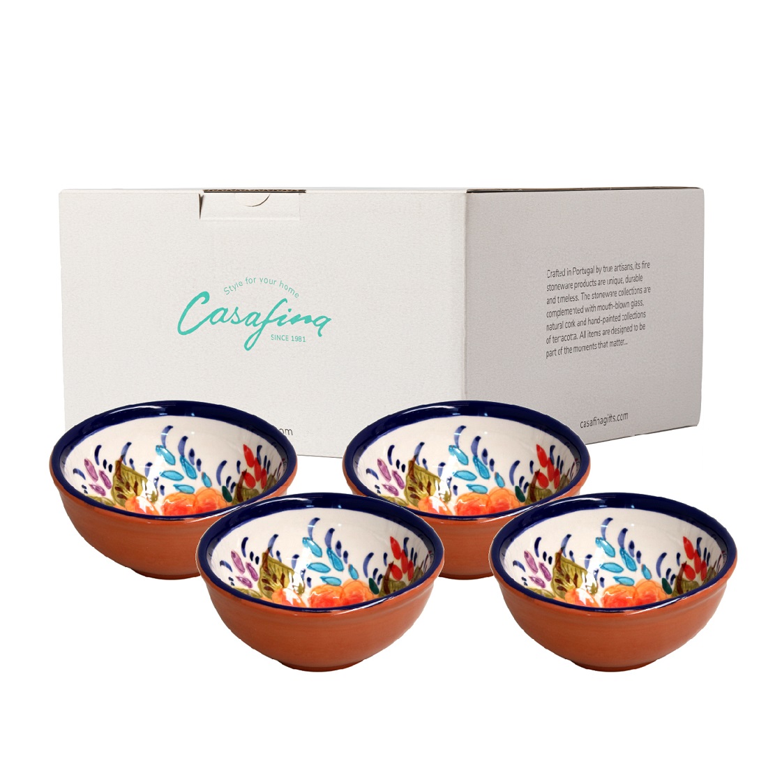 Alentejo Terracota Gift 4 Dip Bowls Blue Gift