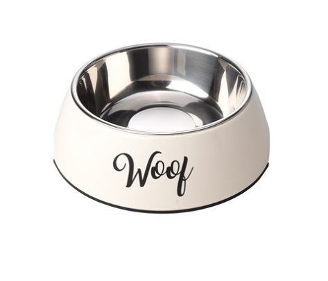 House Of Paws Woof Dog Bowl Cream Large Gift