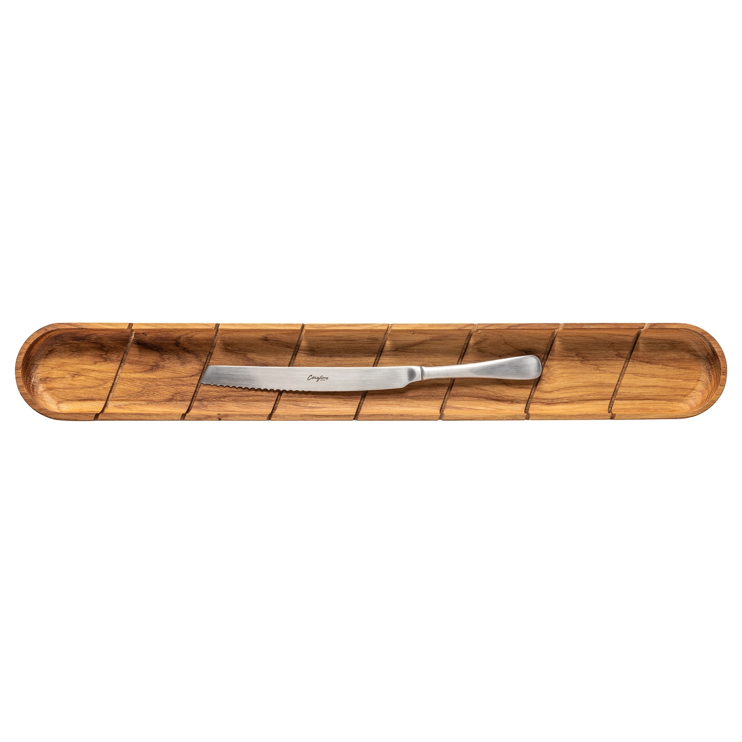 Pacifica Gift Oak Baguette Board With Bread Knife Gift