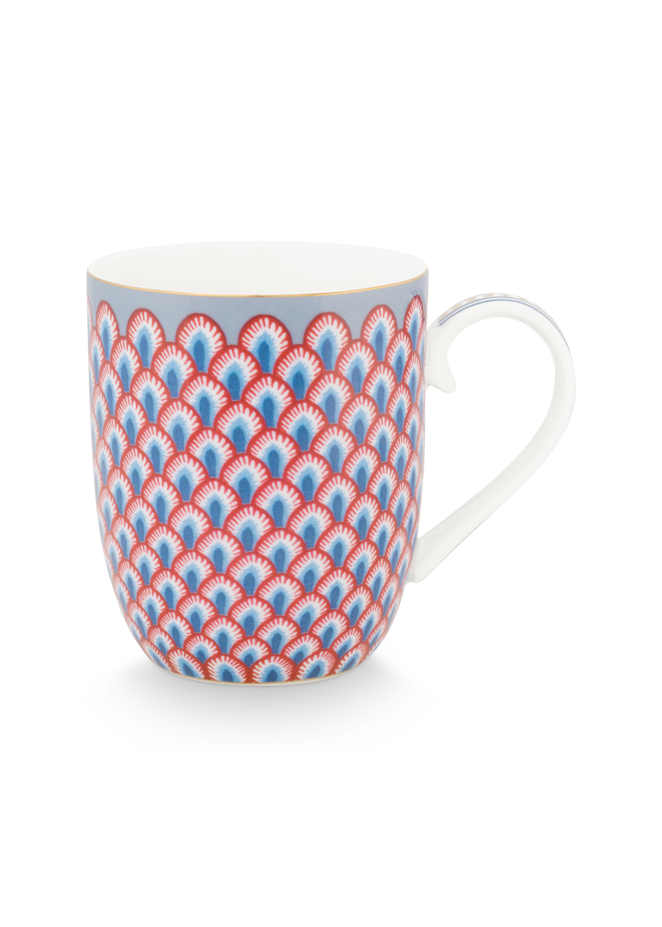 Mug Sml Flower Festival Scallop Red-lt Blue 145ml Gift