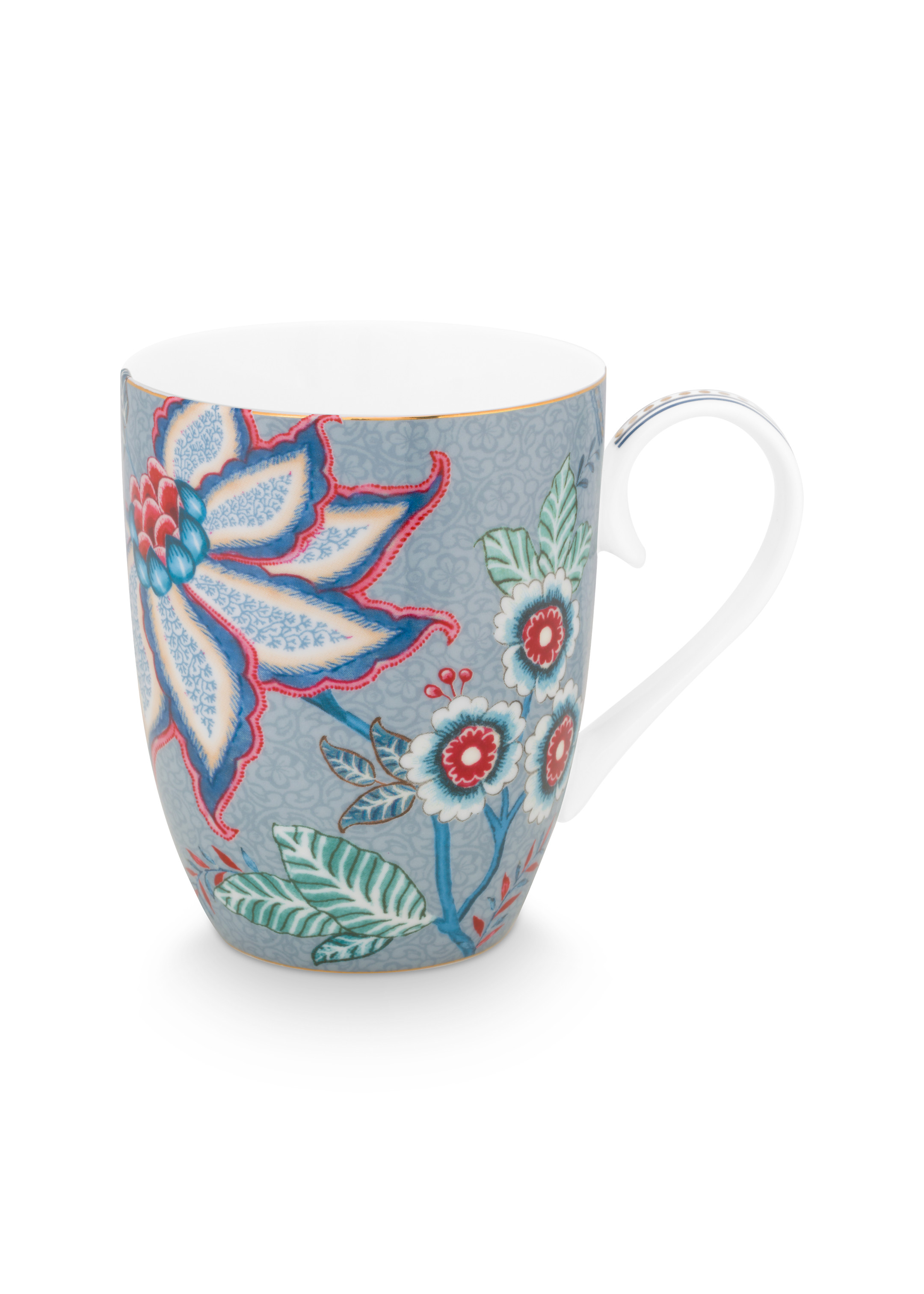 Mug Large Flower Festival Light Blue 350ml Gift