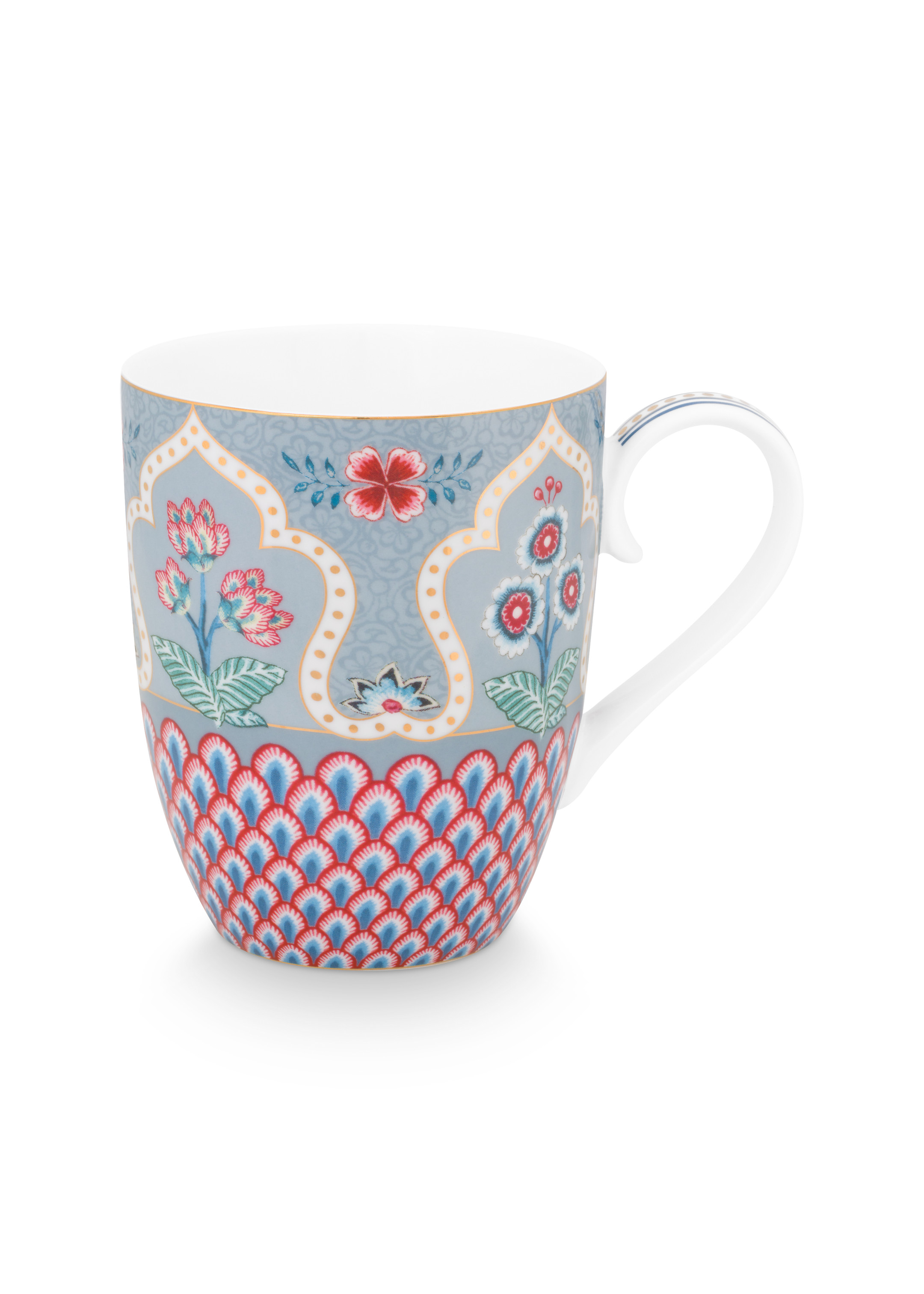 Mug Lg Flower Festival Scallop Deco Lt Blue 350ml Gift