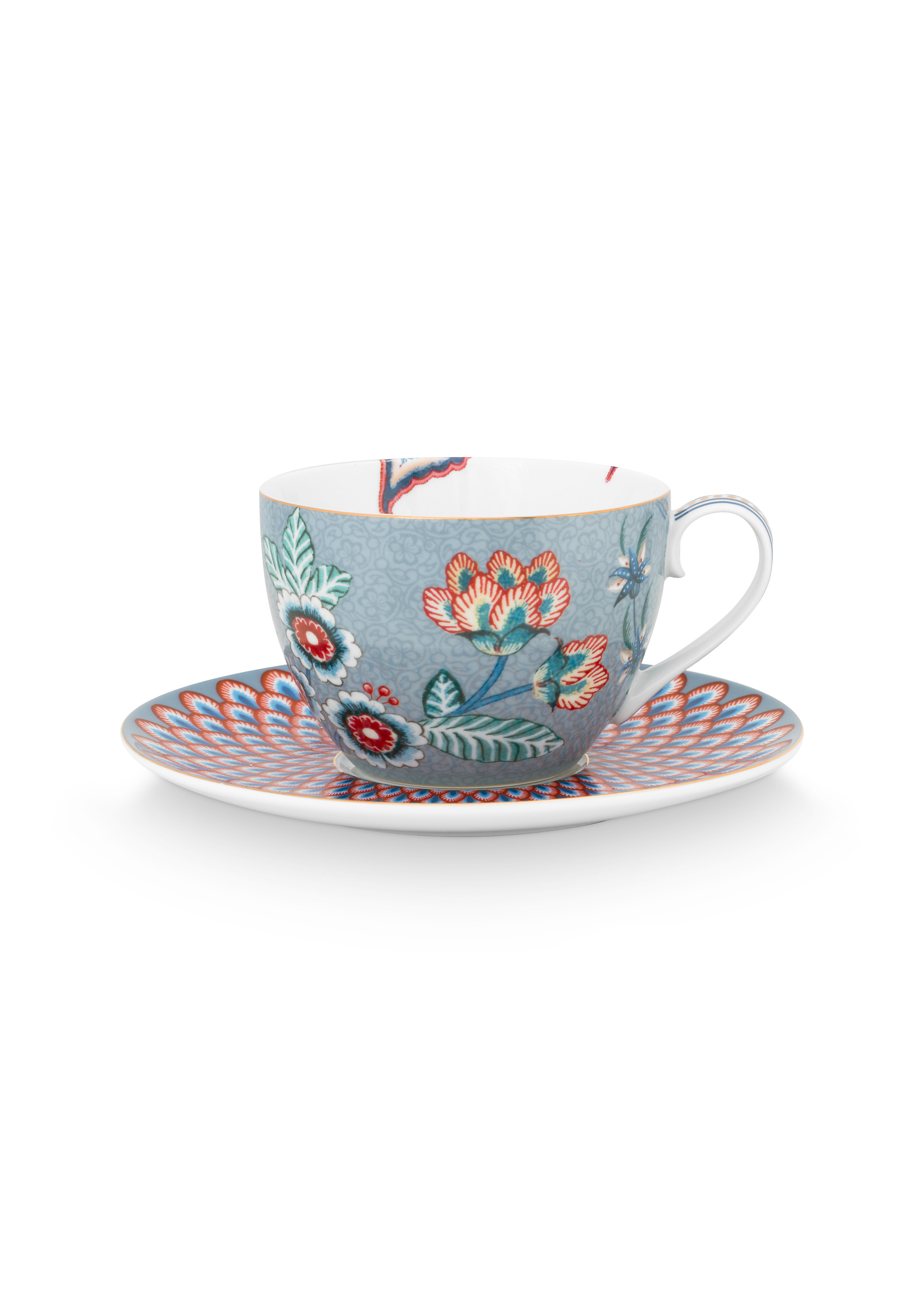 Cup & Saucer Flower Festival Light Blue 280ml Gift