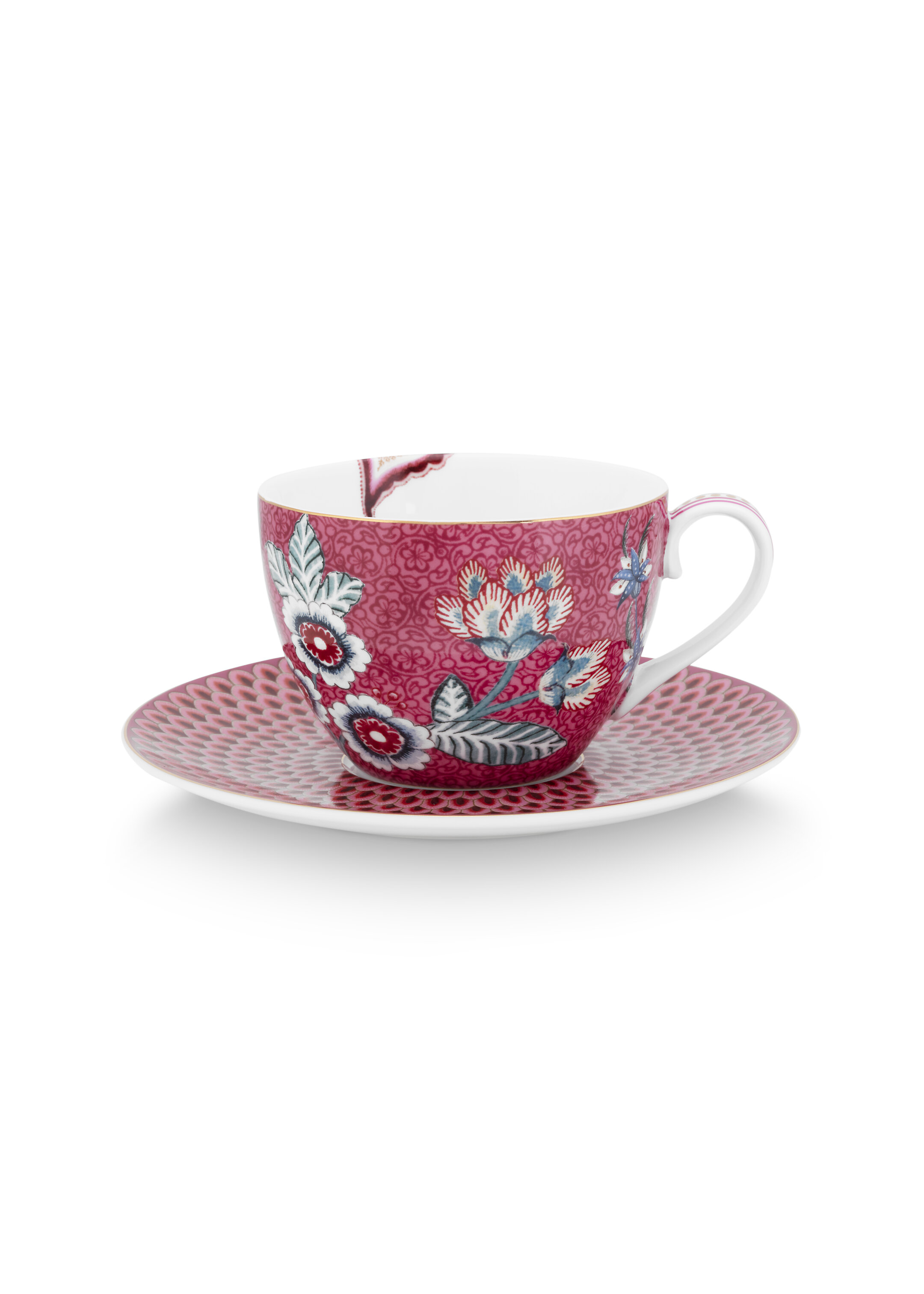 Cup & Saucer Flower Festival Dark Pink 280ml Gift