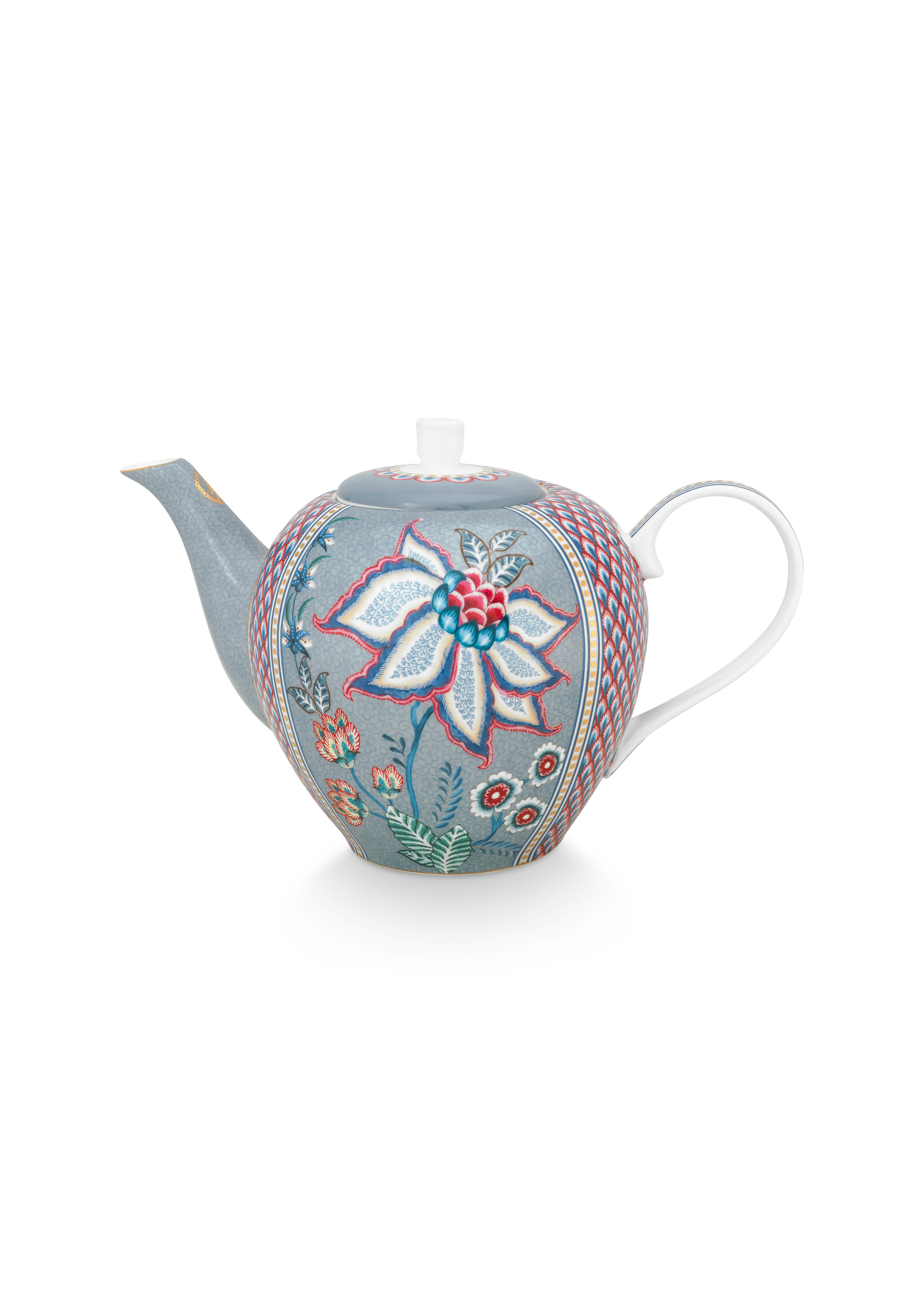 Tea Pot Large Flower Festival Light Blue 1.6ltr Gift