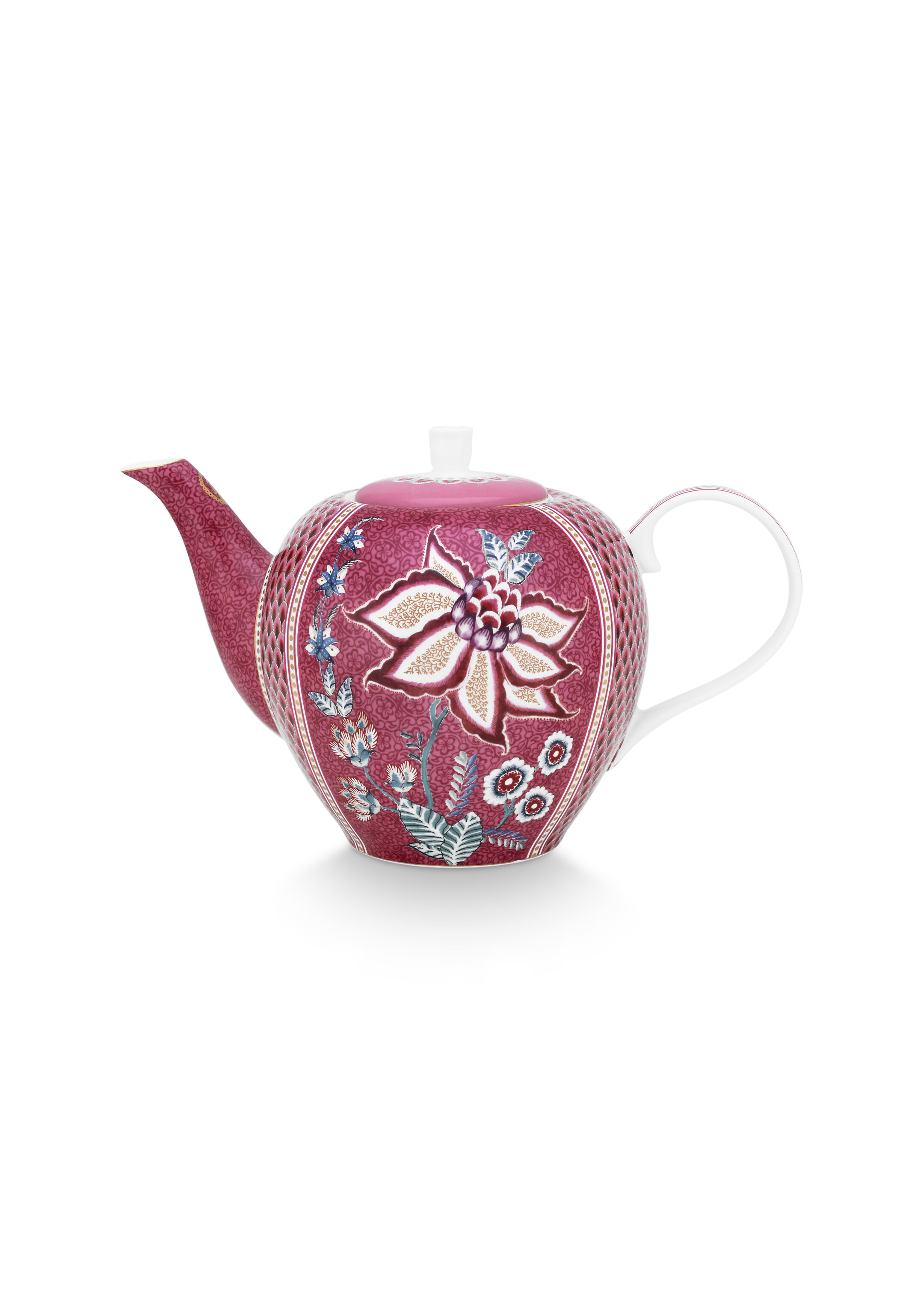 Tea Pot Large Flower Festival Dark Pink 1.6ltr Gift