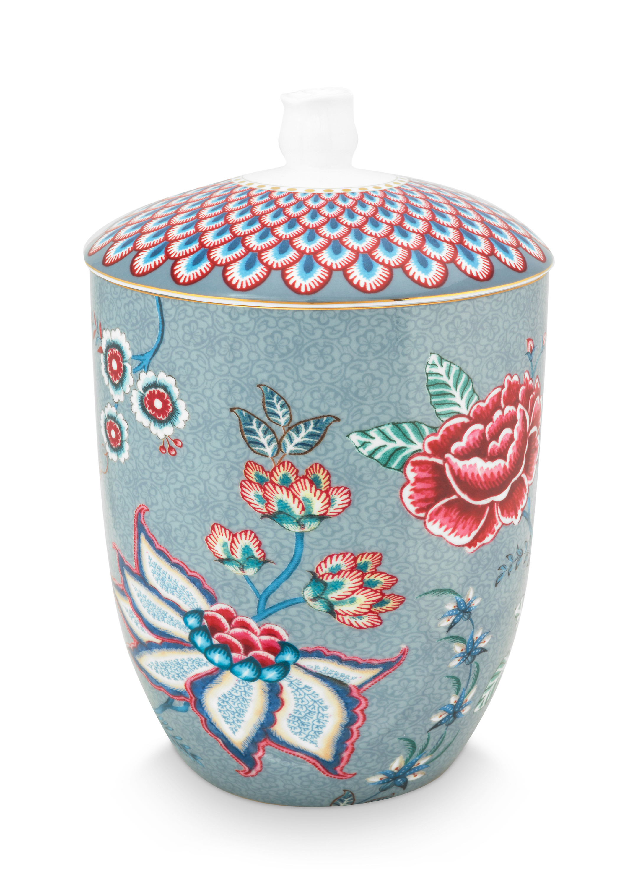 Storage Jar Flower Festival Light Blue 1.5ltr Gift