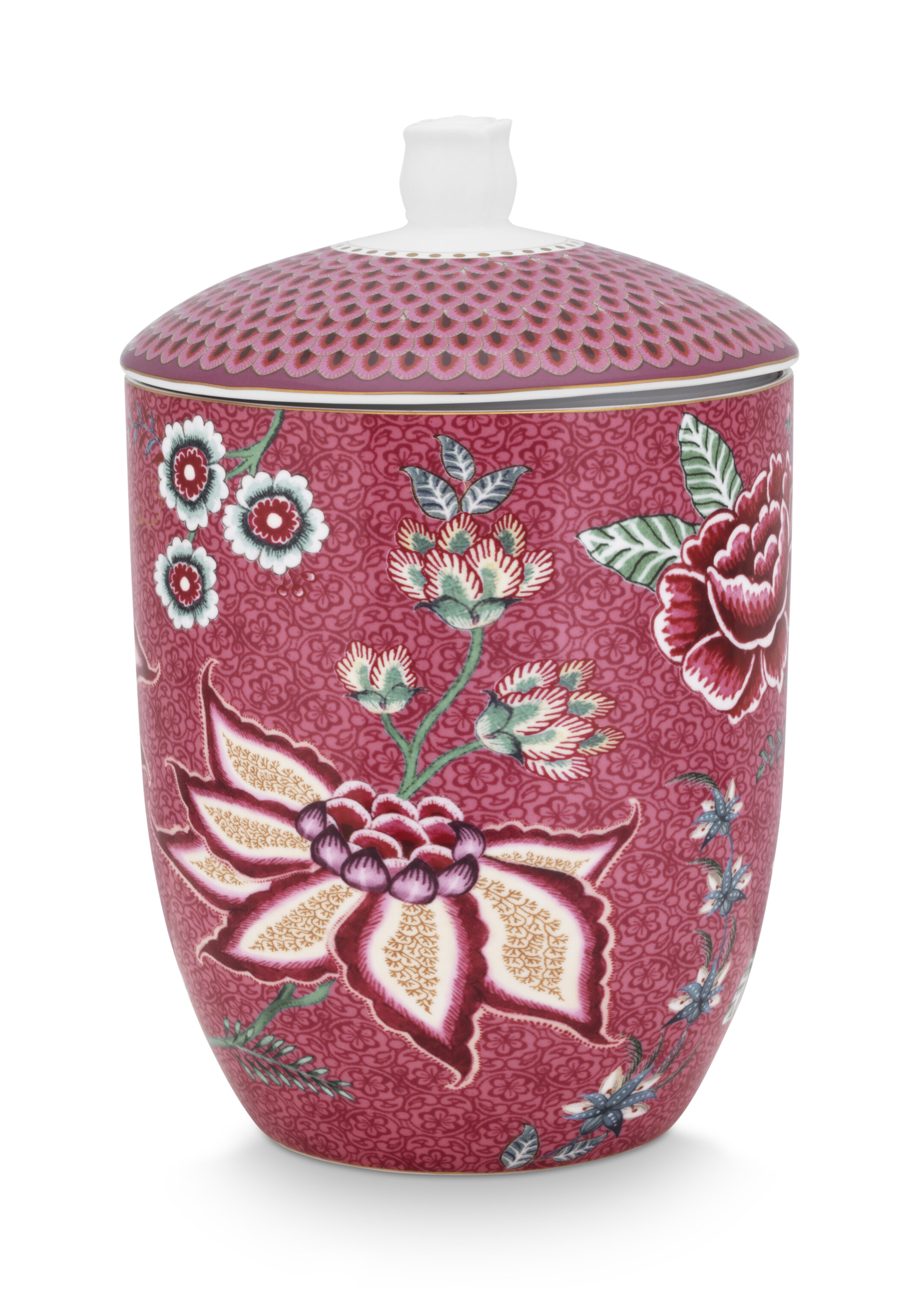 Storage Jar Flower Festival Dark Pink 1.5ltr Gift