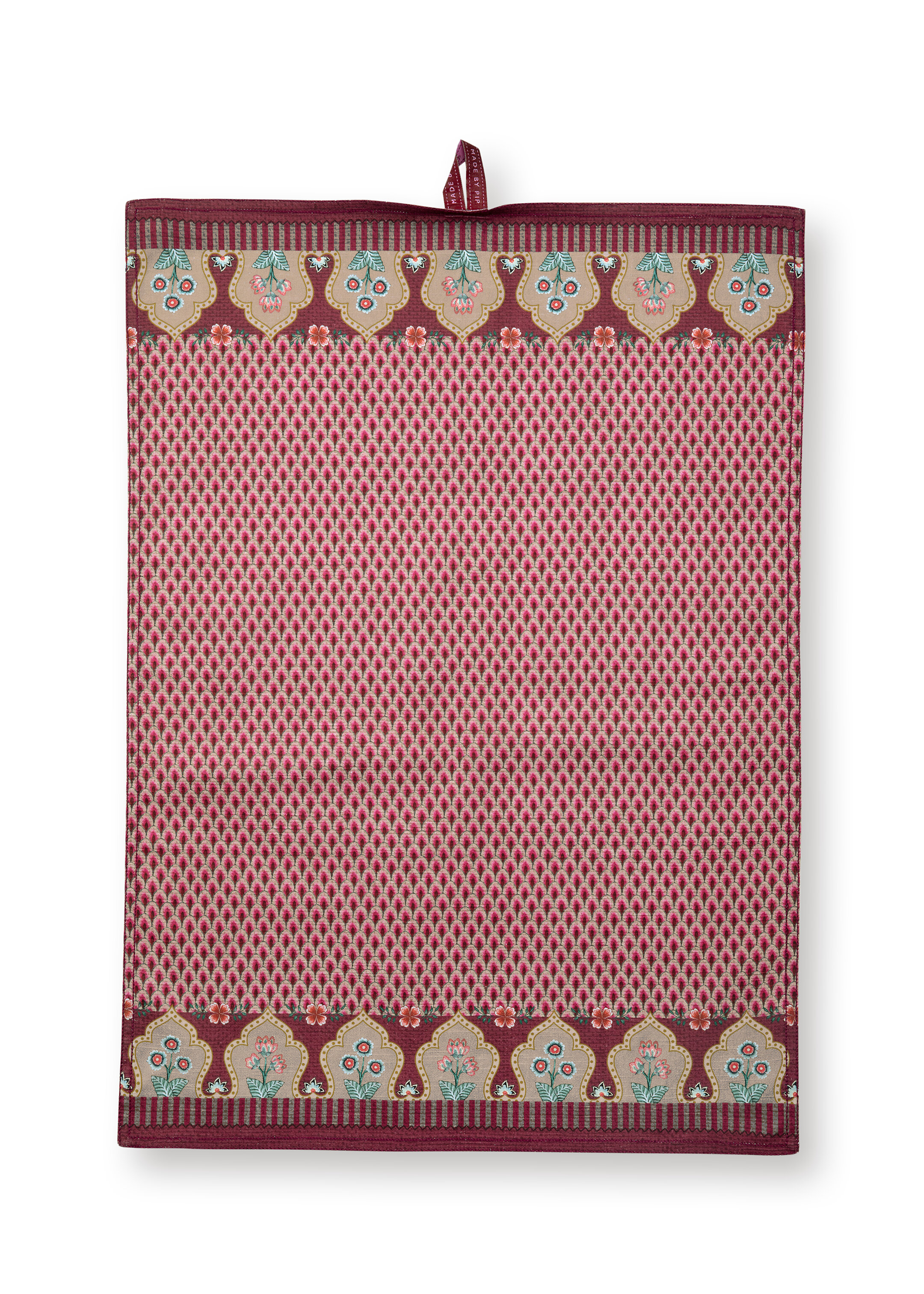 Tea Towel Flower Festival Scallop Dark Pink Gift
