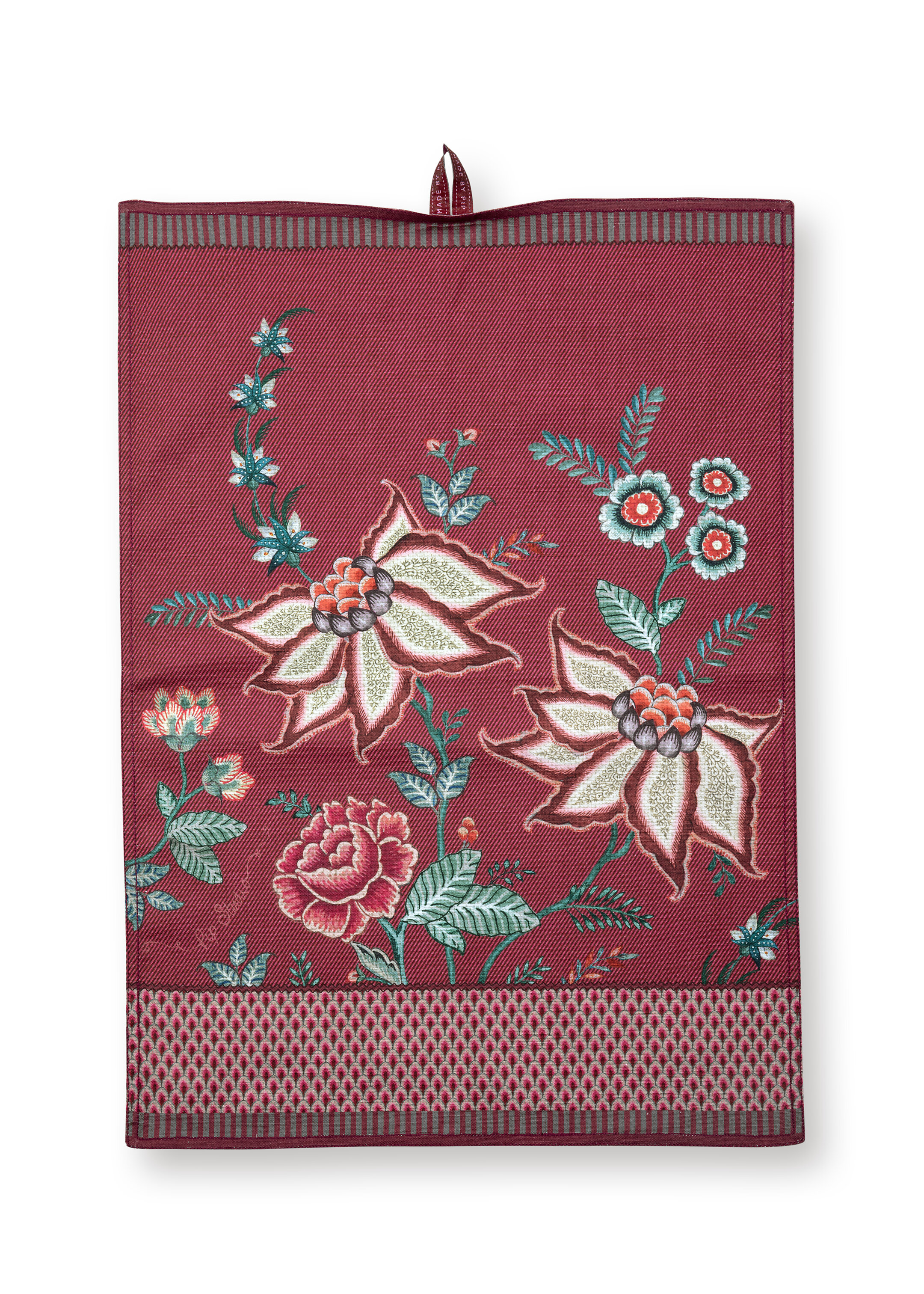 Tea Towel Flower Festival Dark Pink 50x70cm Gift