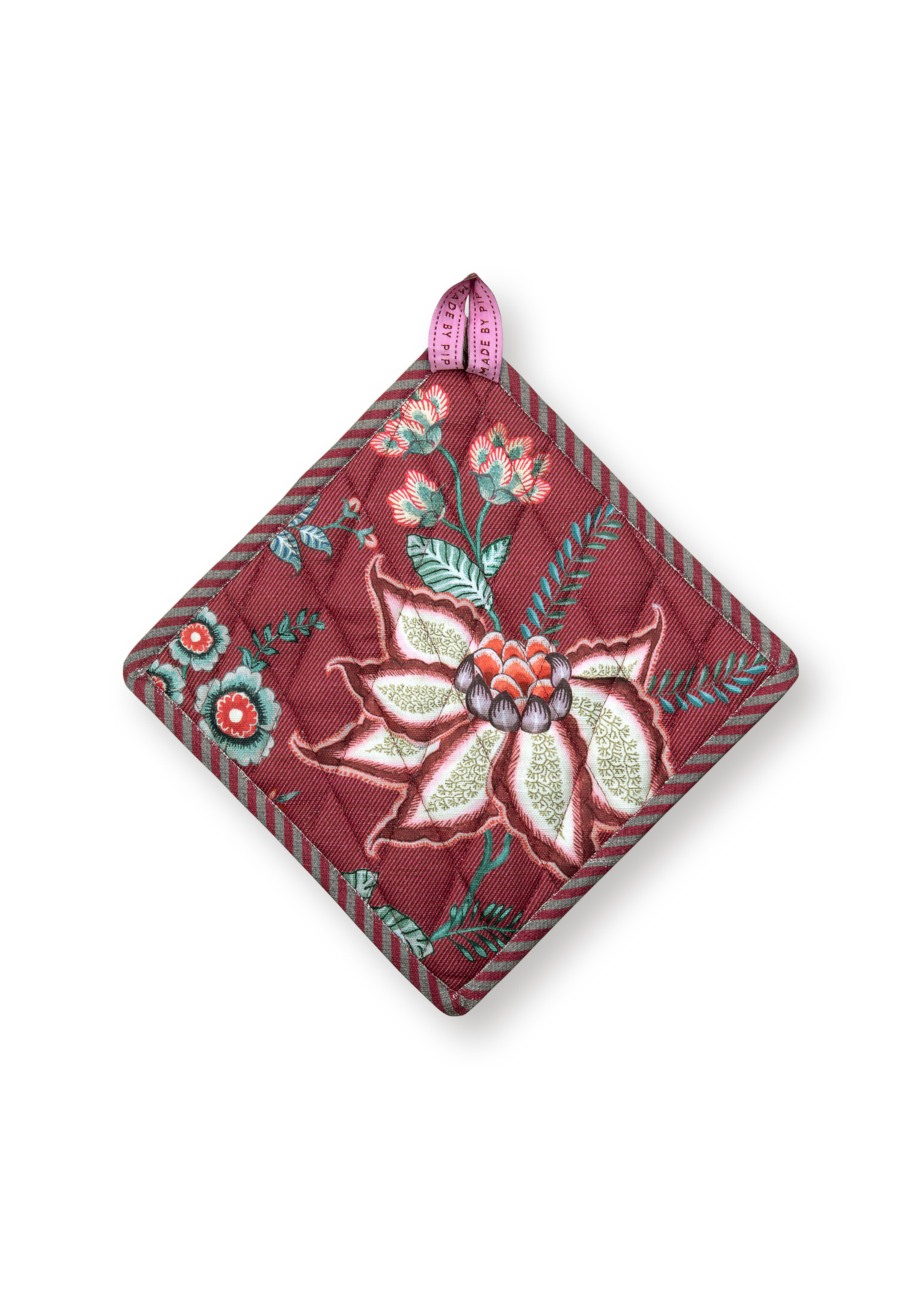 Pot Holder Square Flower Festival Dark Pink Gift