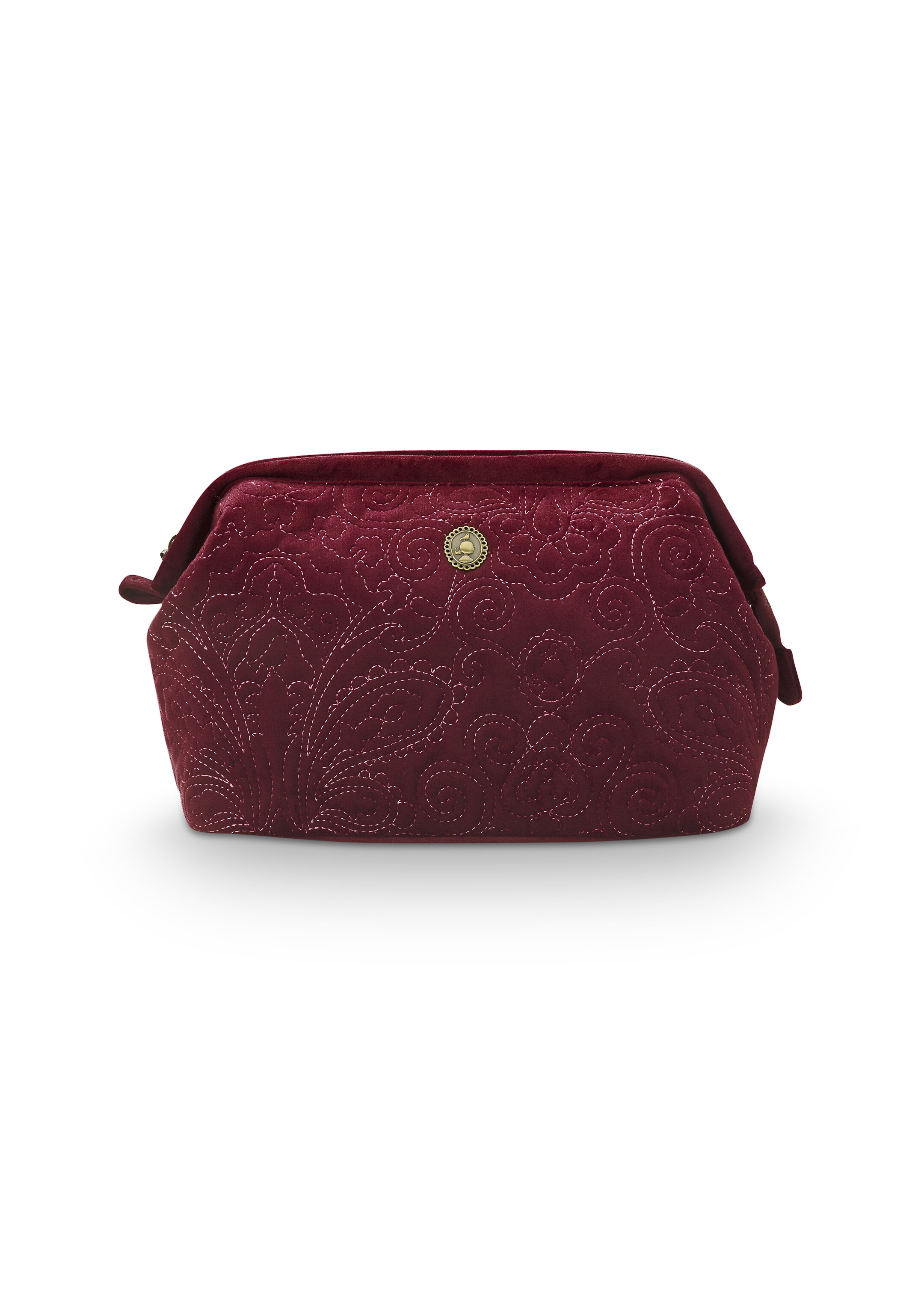 Cosmetic Purse Large Velvet Quiltey Days Red 26x18x12cm Gift