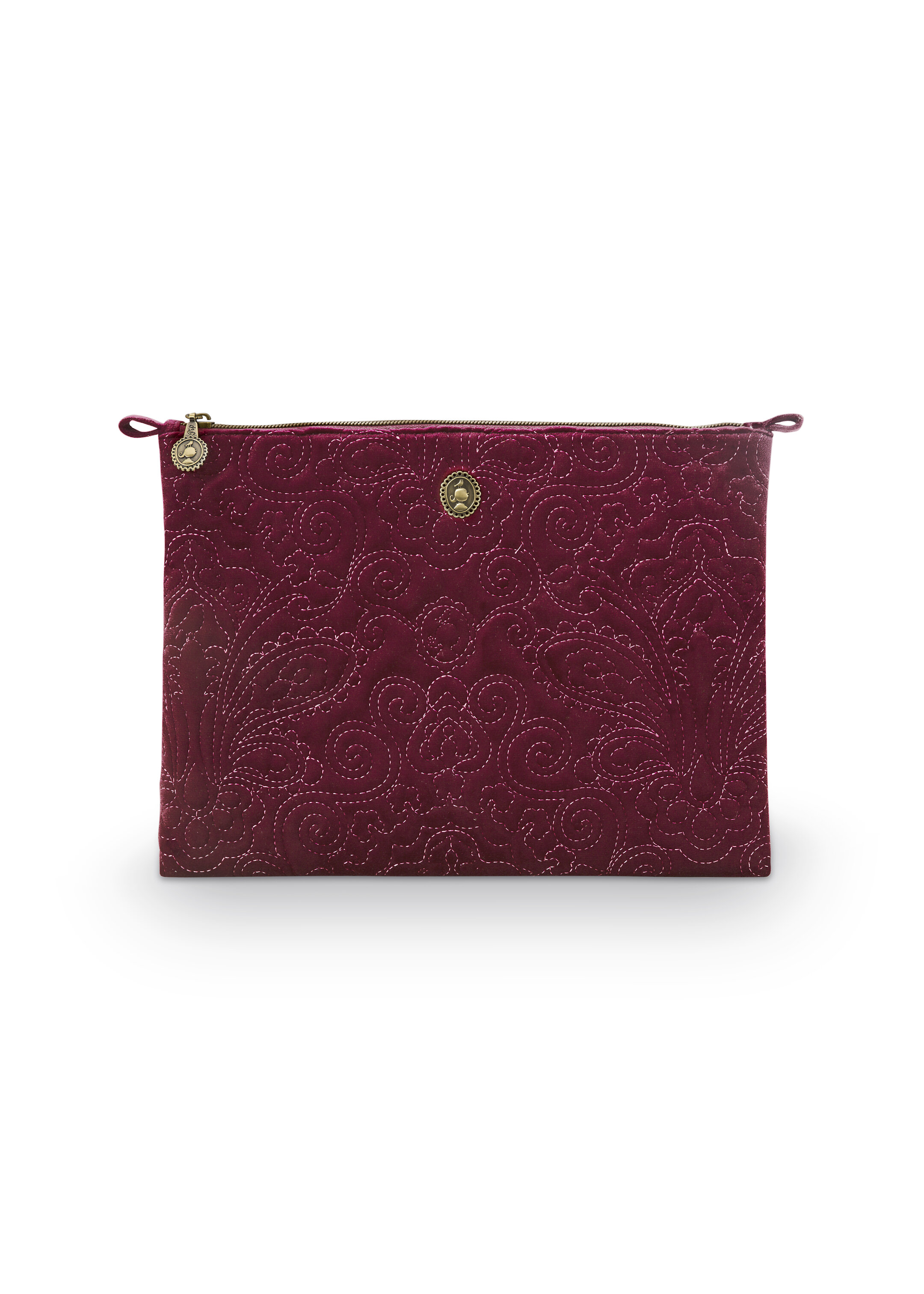 Cosmetic Flat Pouch Large Velvet Quiltey Days Red 30x22x1cm Gift
