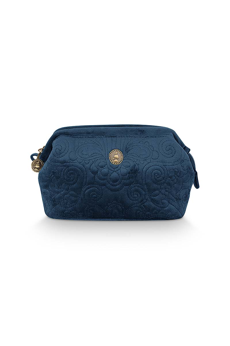 Cosmetic Purse Small Velvet Quiltey Days Blue 19x12x8.5cm Gift