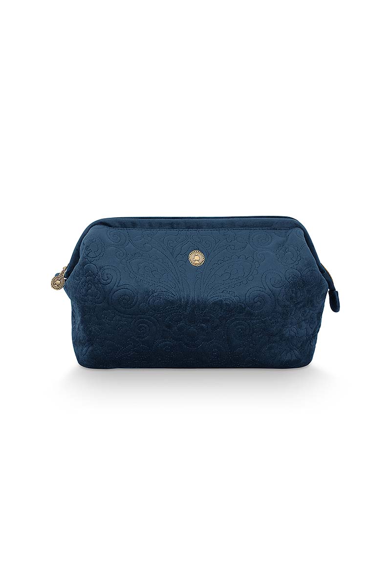 Cosmetic Purse Ex Lg Velvet Quiltey Days Blue 30x20.7x13.8cm Gift