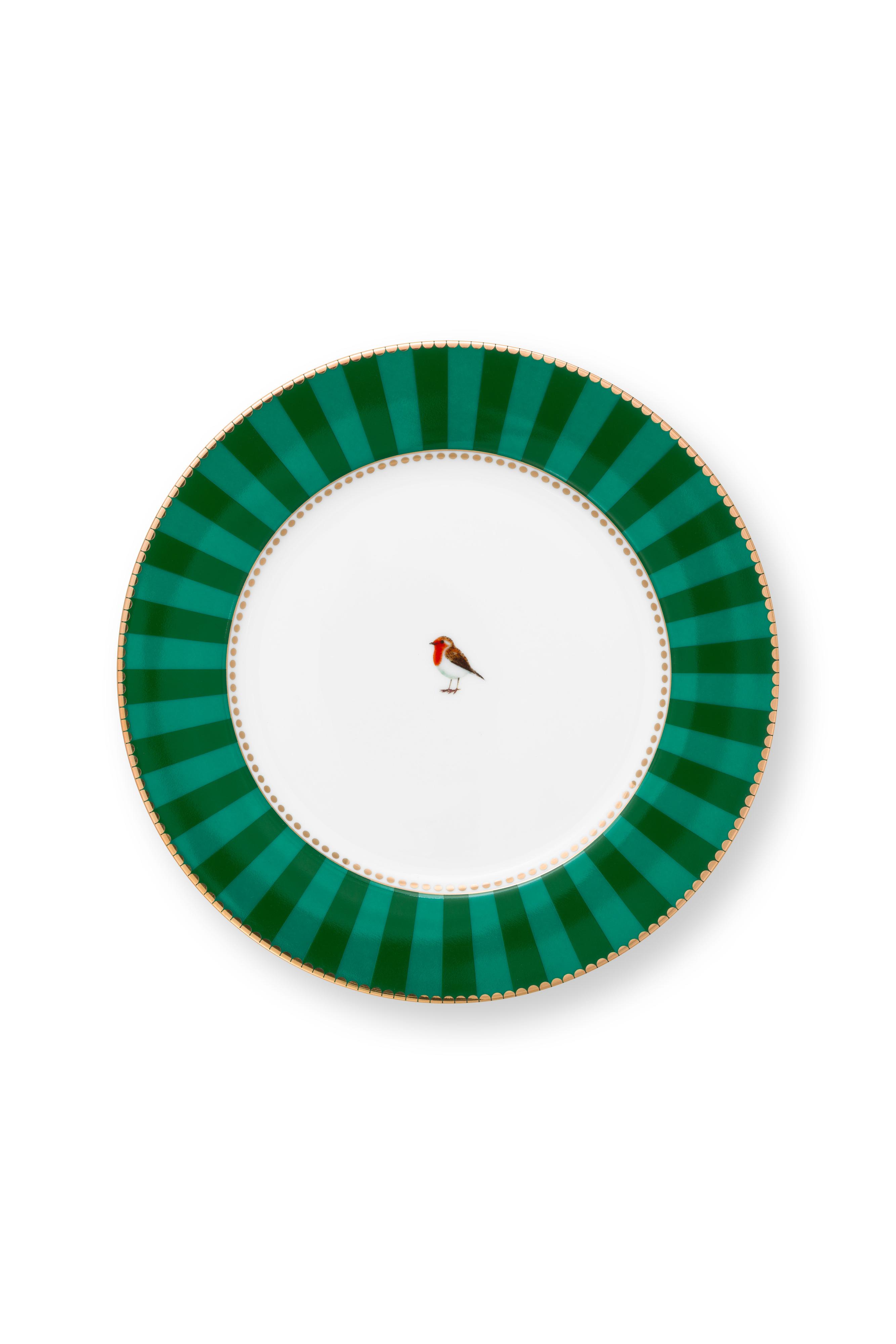 Plate Love Birds Stripes Emerald-green 21cm Gift