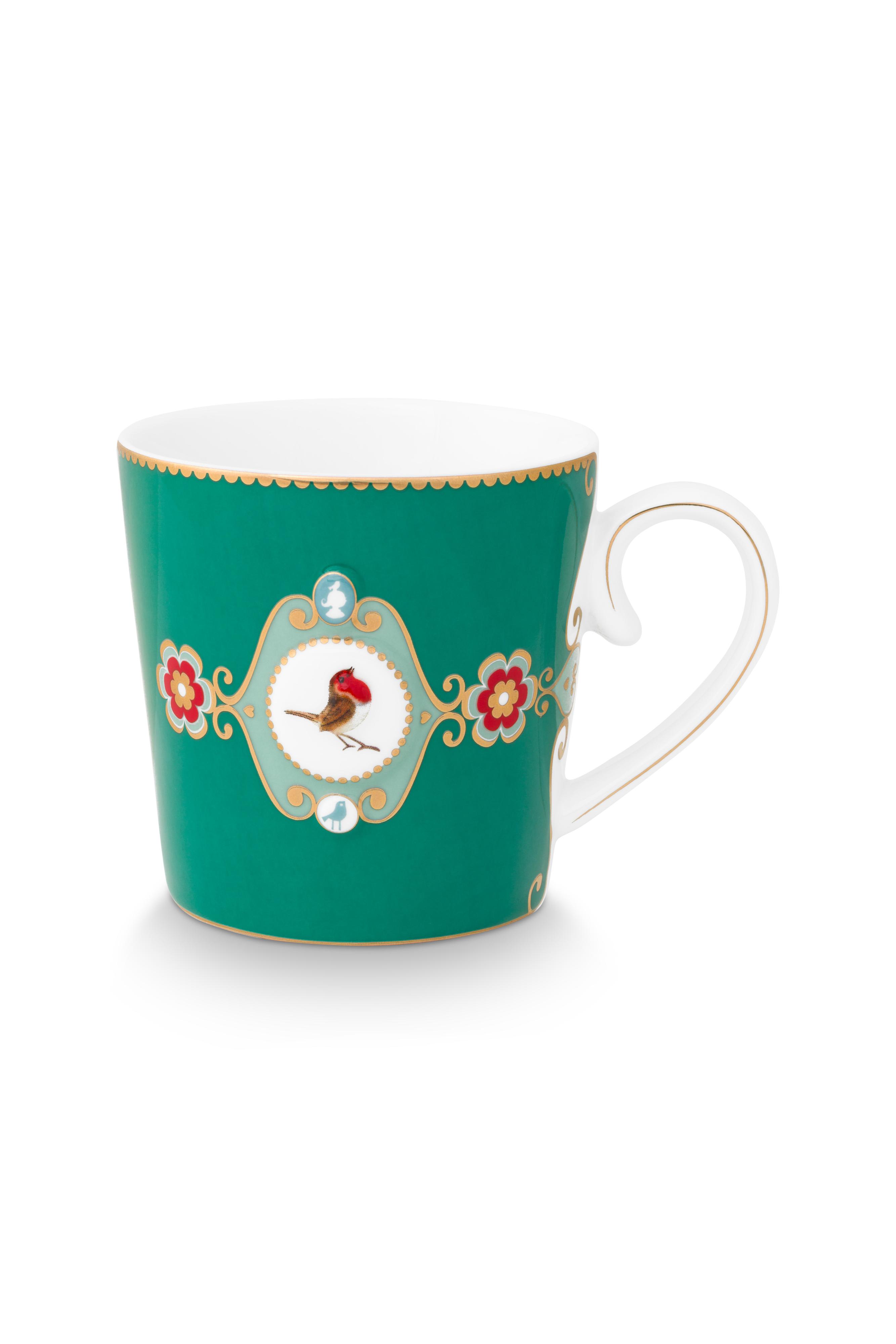 Mug Large Love Birds Medallion Emerald 250ml Gift