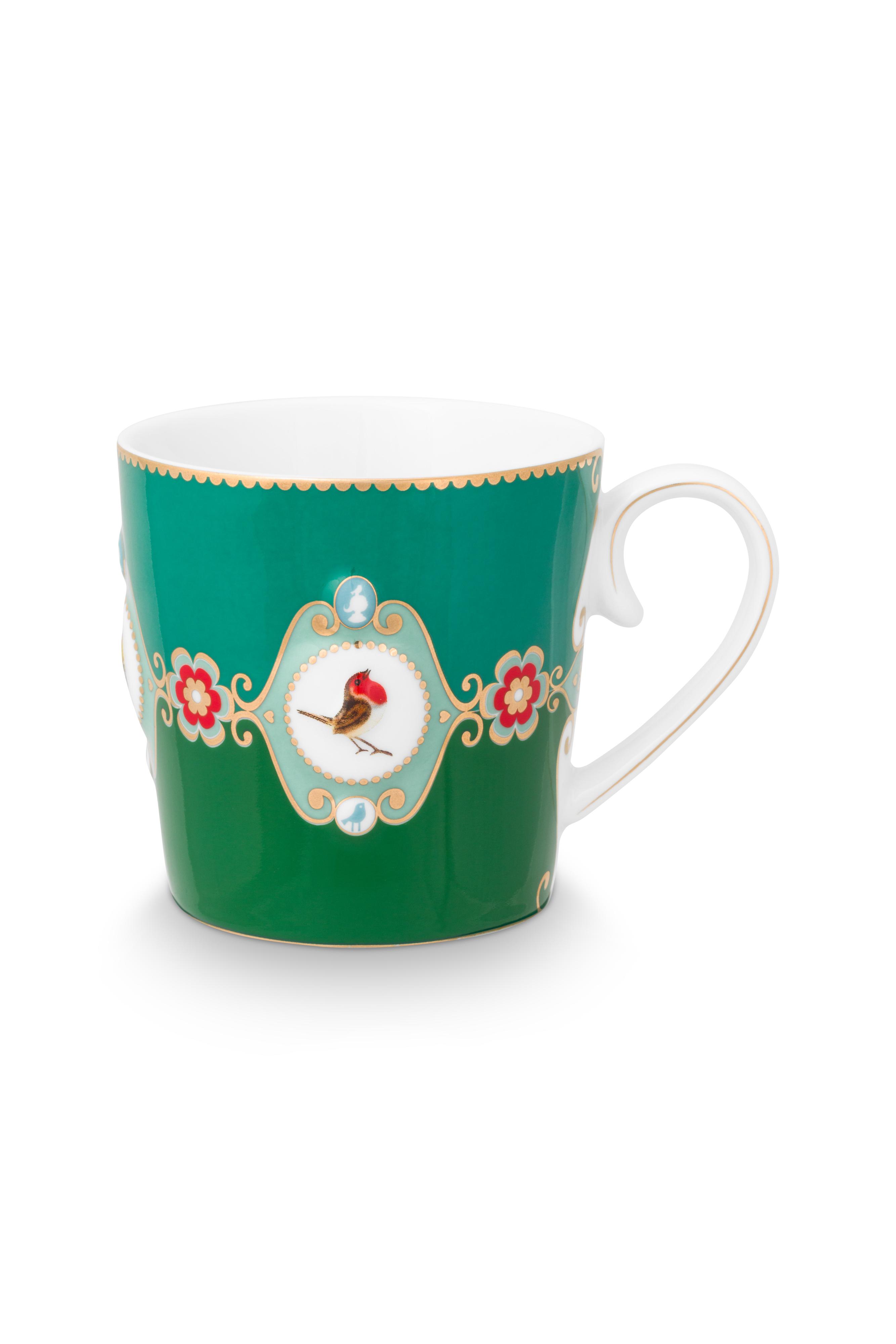 Mug Large Love Birds Medallion Emerald-green 250ml Gift