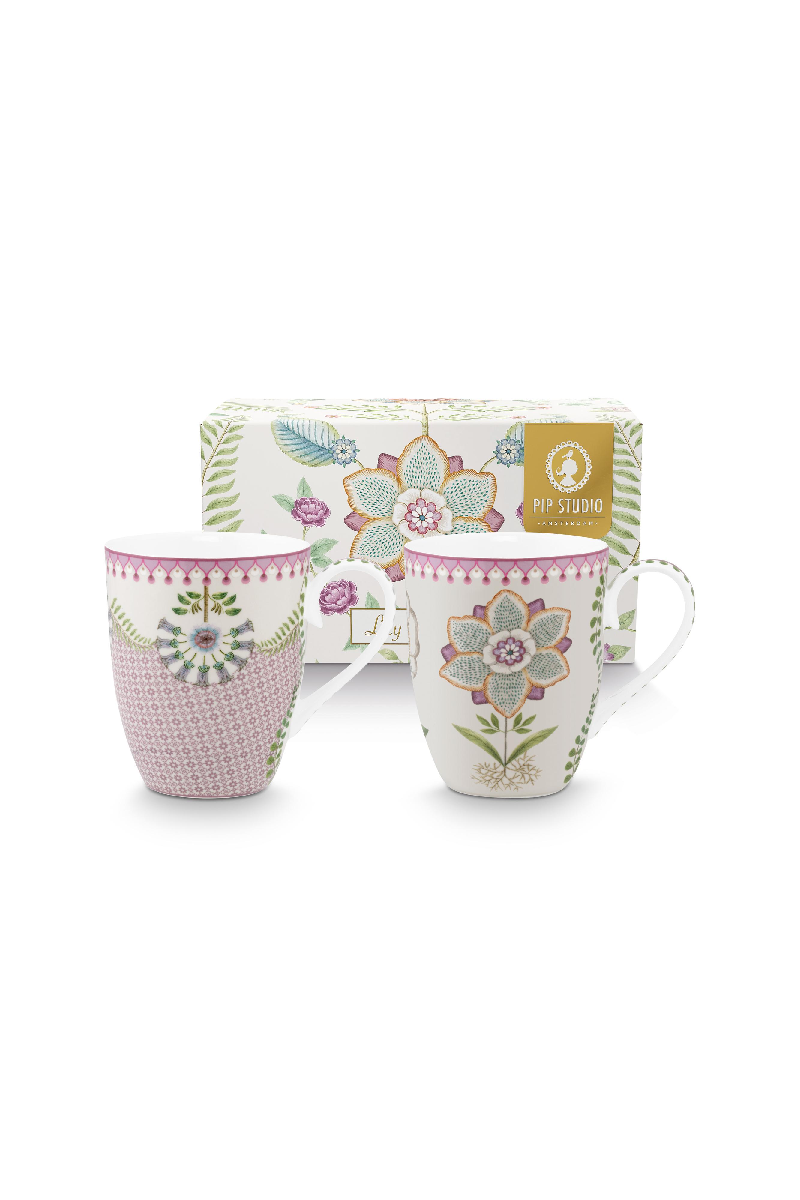 Set/2 Mugs Large Lily-lotus 350ml Gift