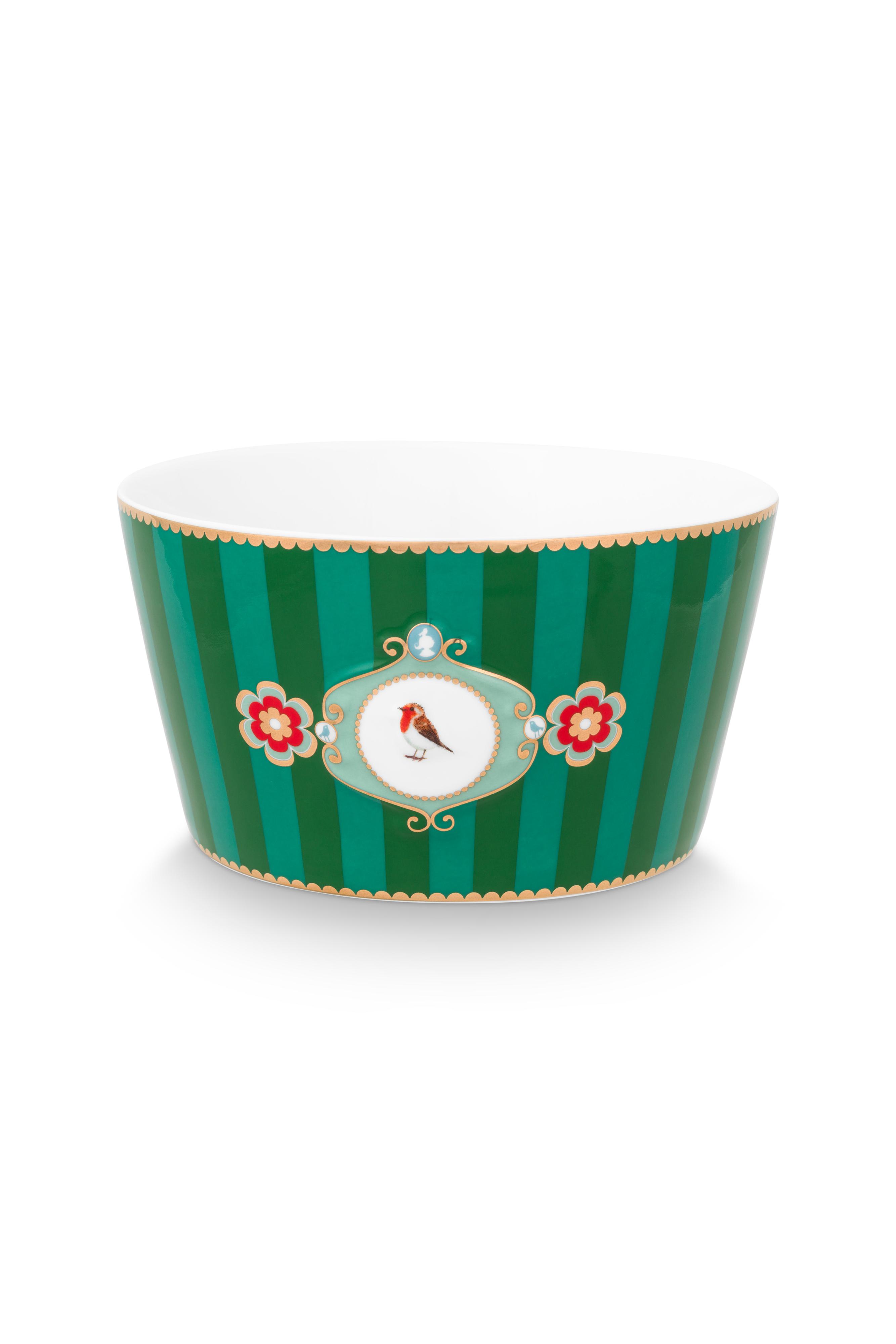 Bowl Love Birds Medallion Stripes Green 15cm Gift