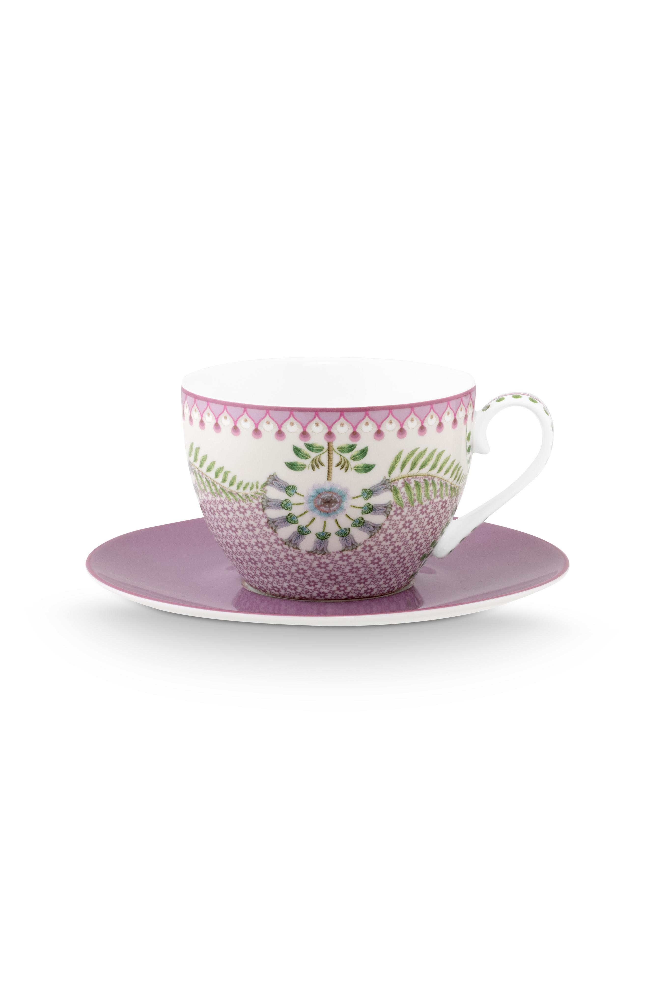 Cup And Saucer Lily & Lotus Tiles Lilac 280ml Gift