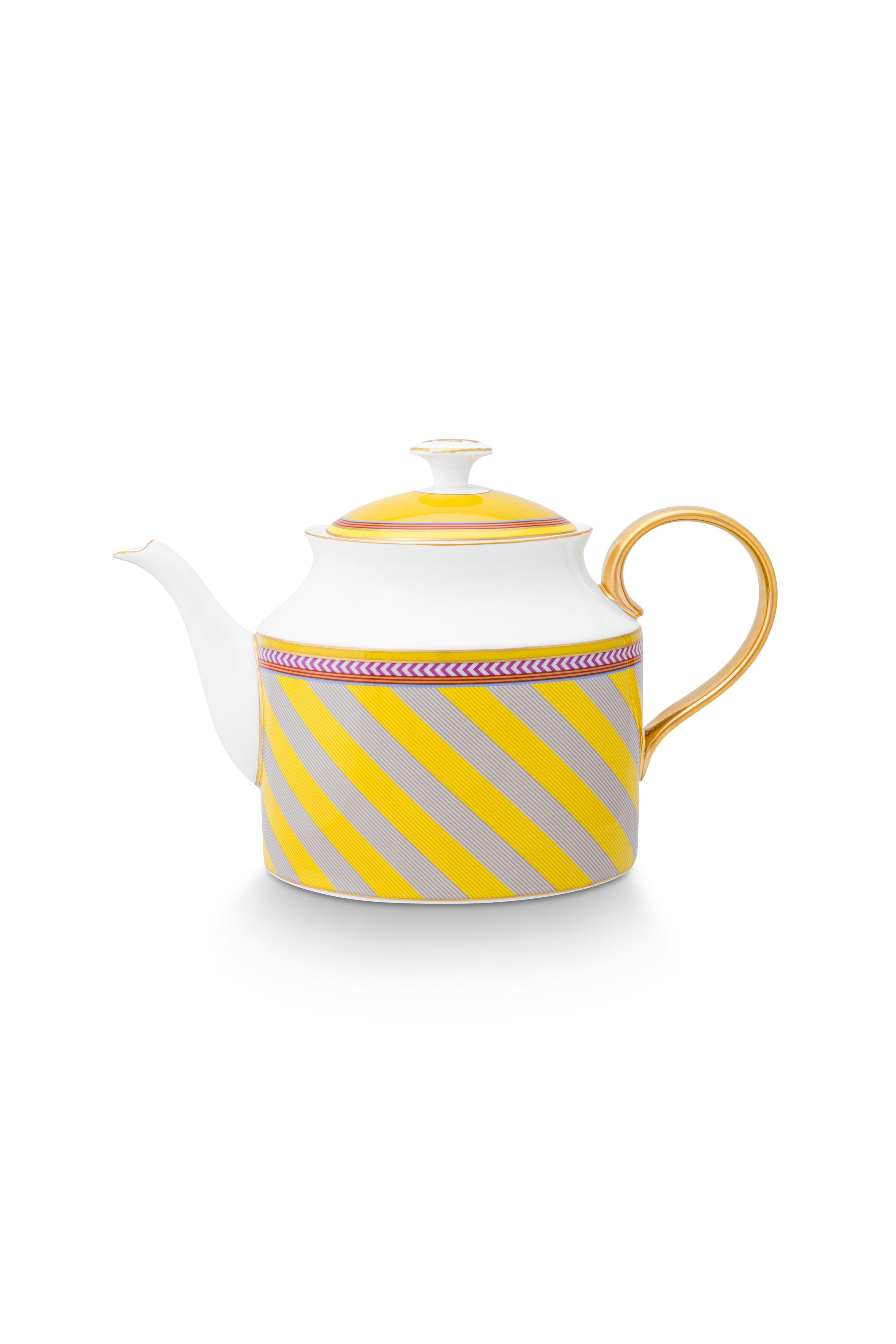Tea Pot Large Pip Chique Stripes Yellow 1.8ltr Gift