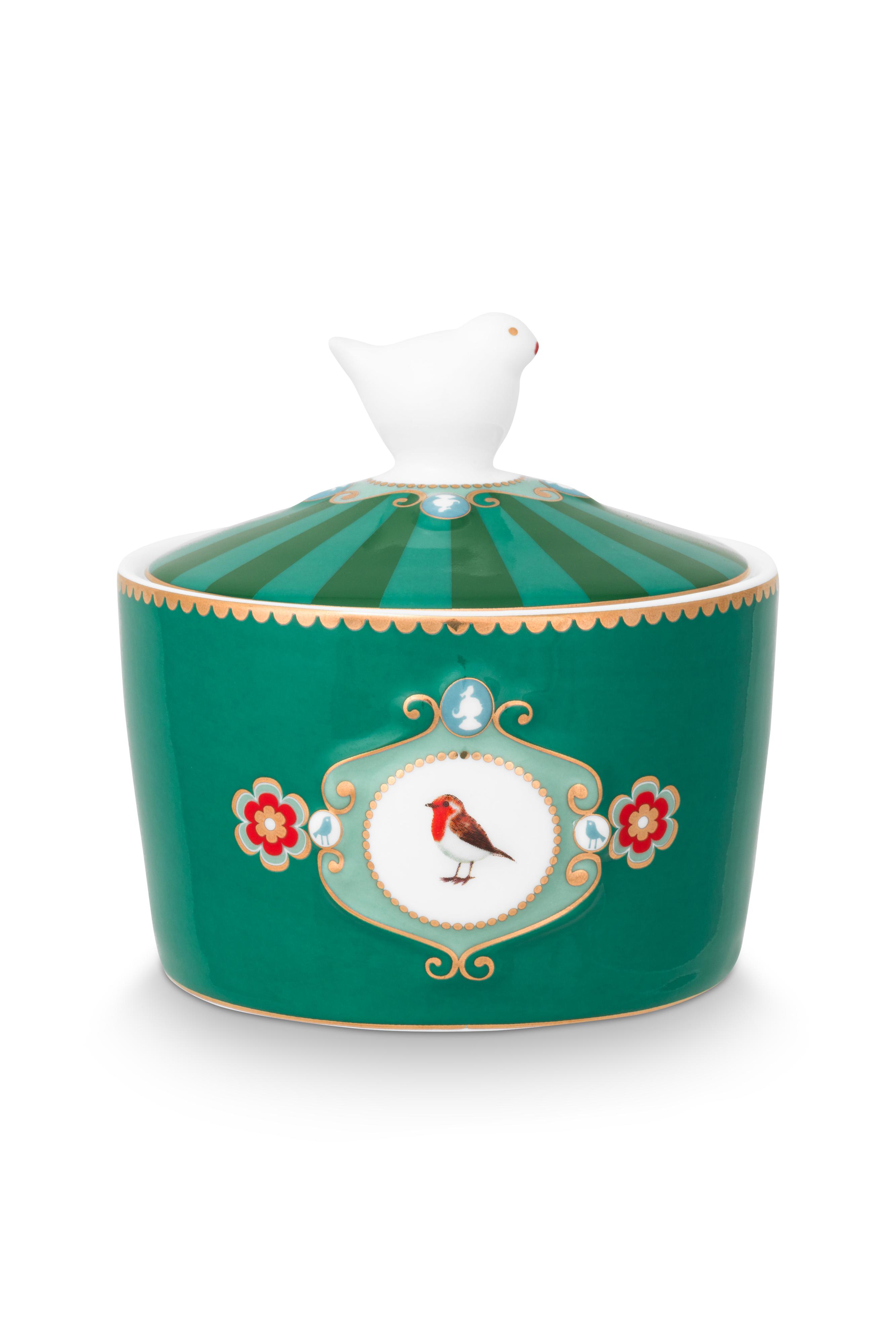 Sugar Bowl Love Birds Medallion Green 300ml Gift