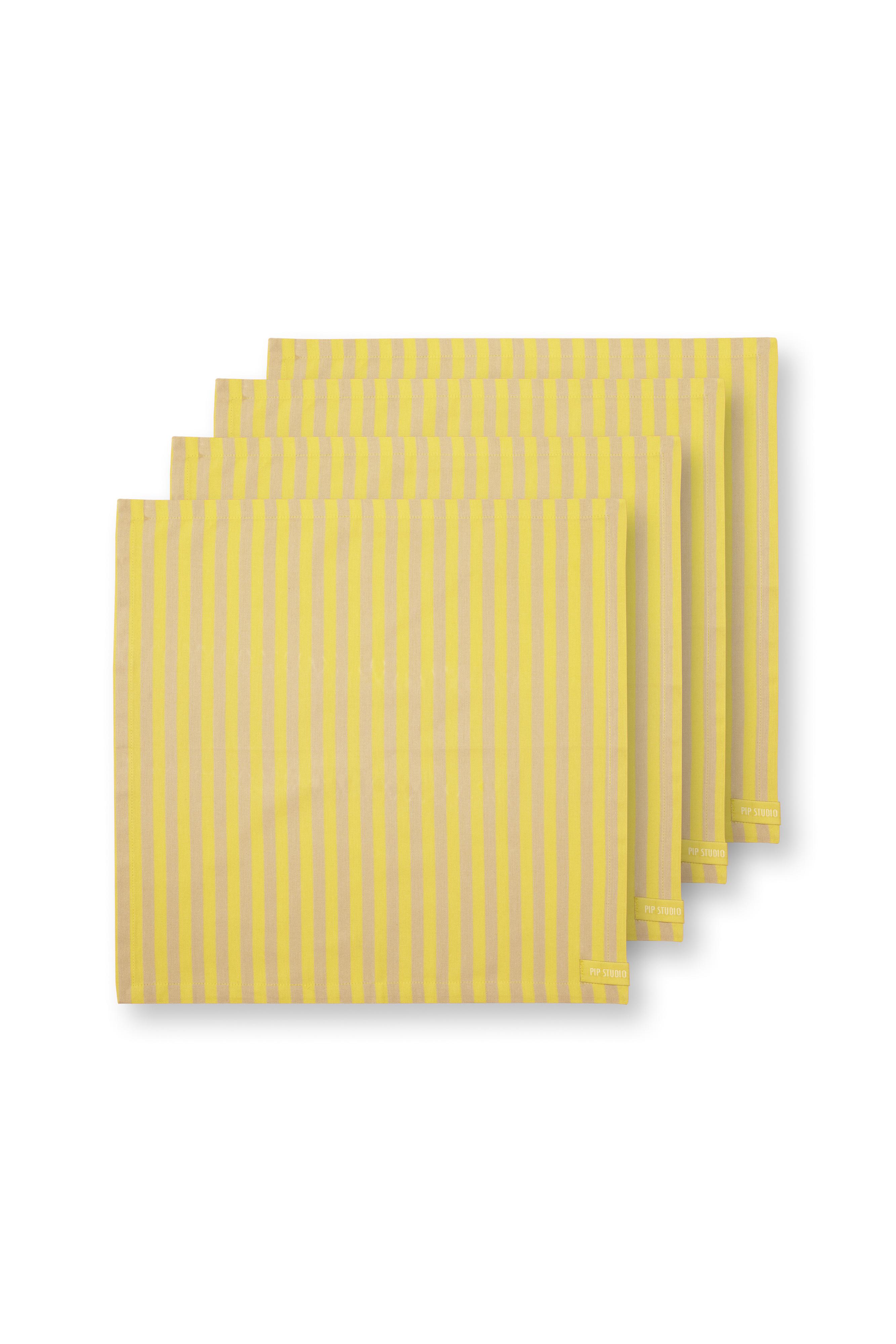 Set/4 Napkins Stripes Yellow 40x40cm Gift