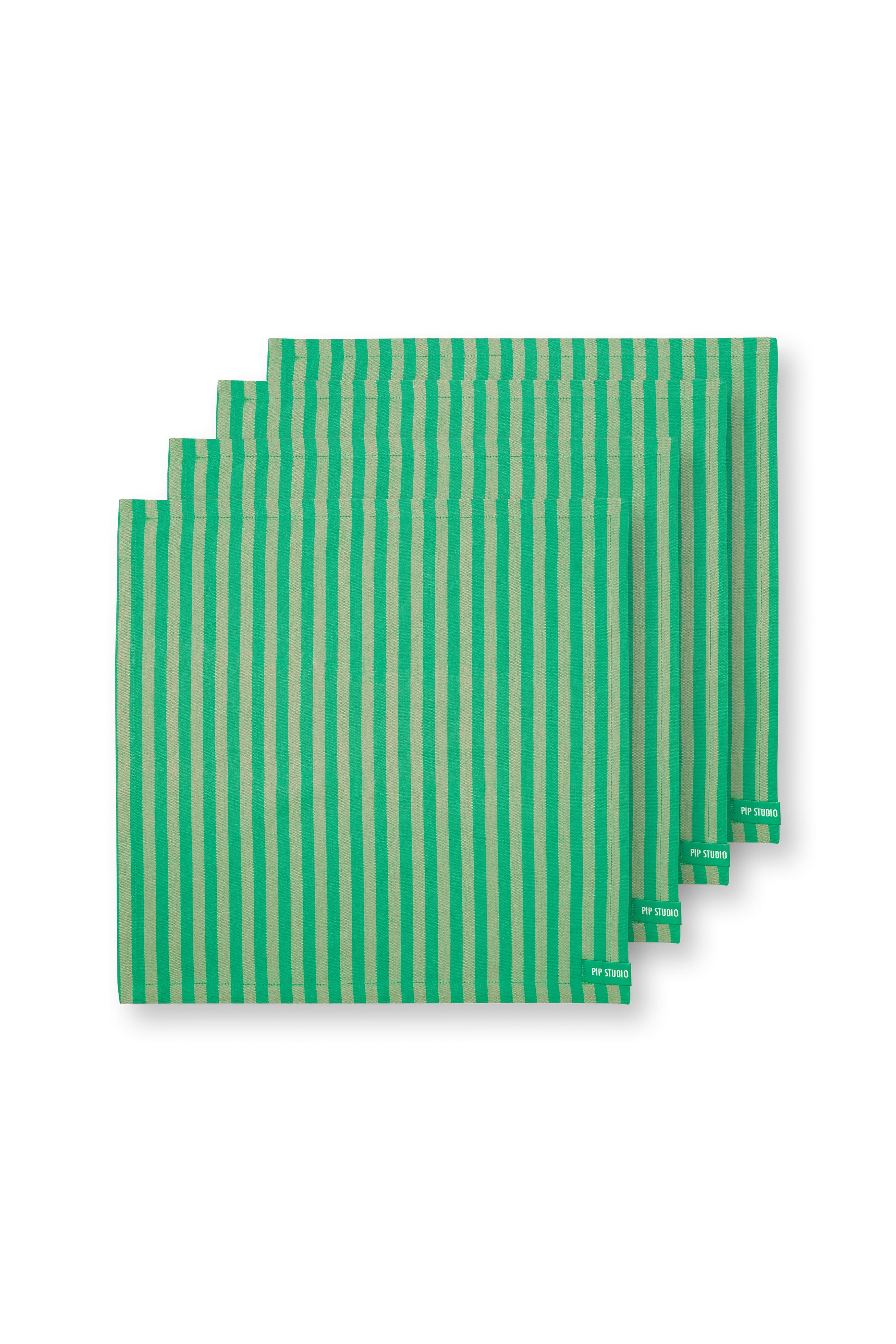 Set/4 Napkins Stripes Green 40x40cm Gift