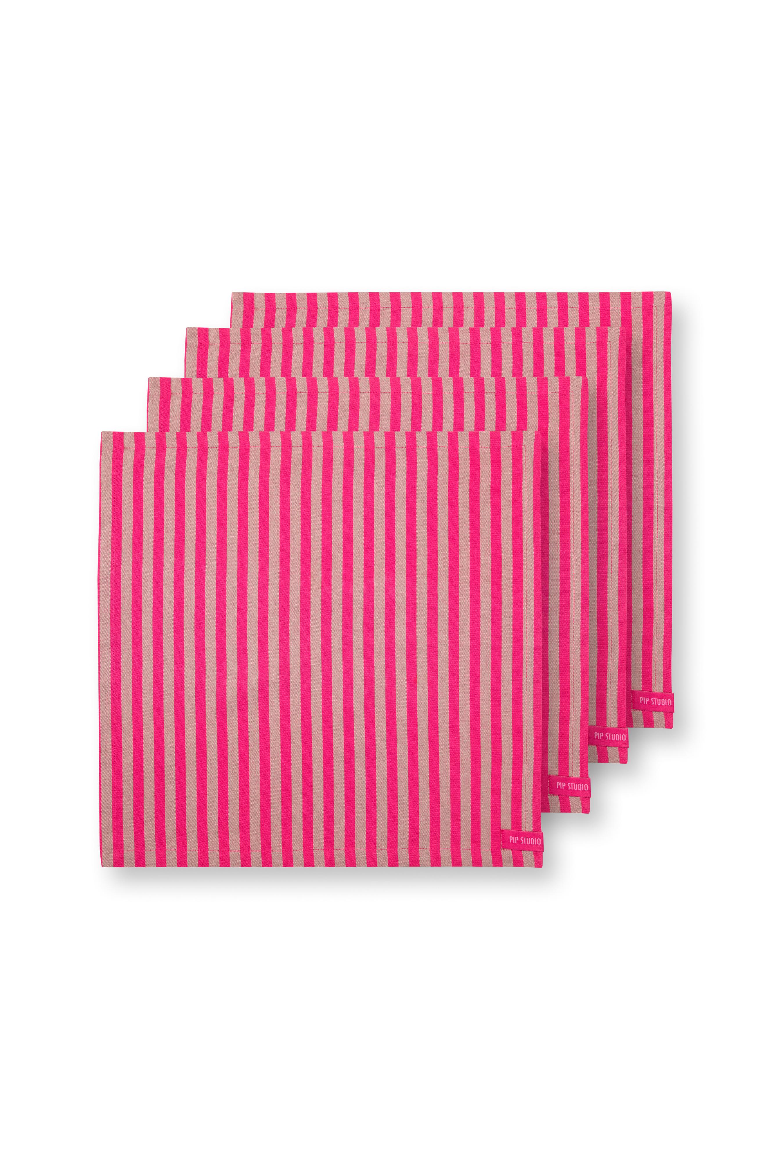 Set/4 Napkins Stripes Pink 40x40cm Gift