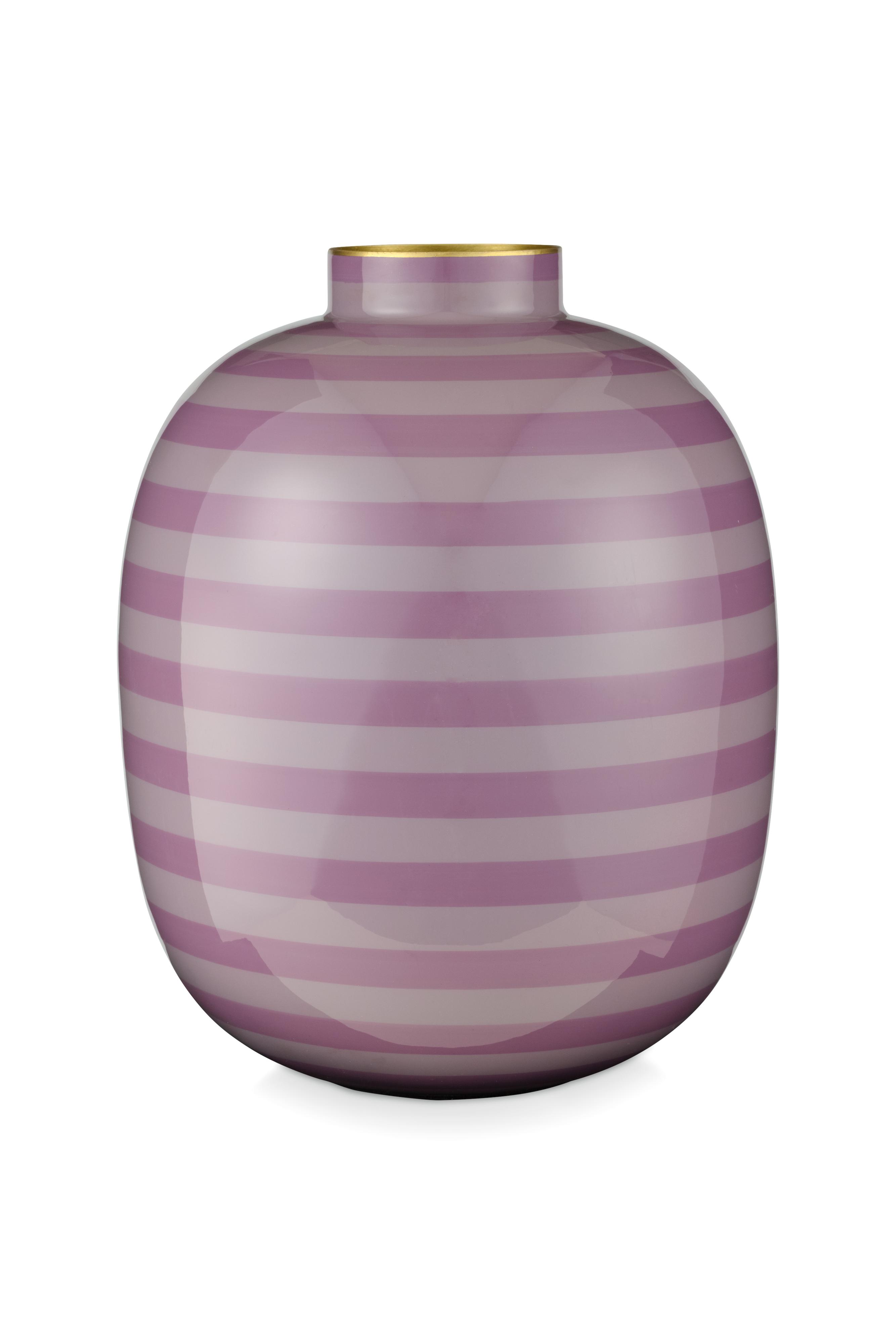 Vase Metal Stripes Lilac 32cm Gift