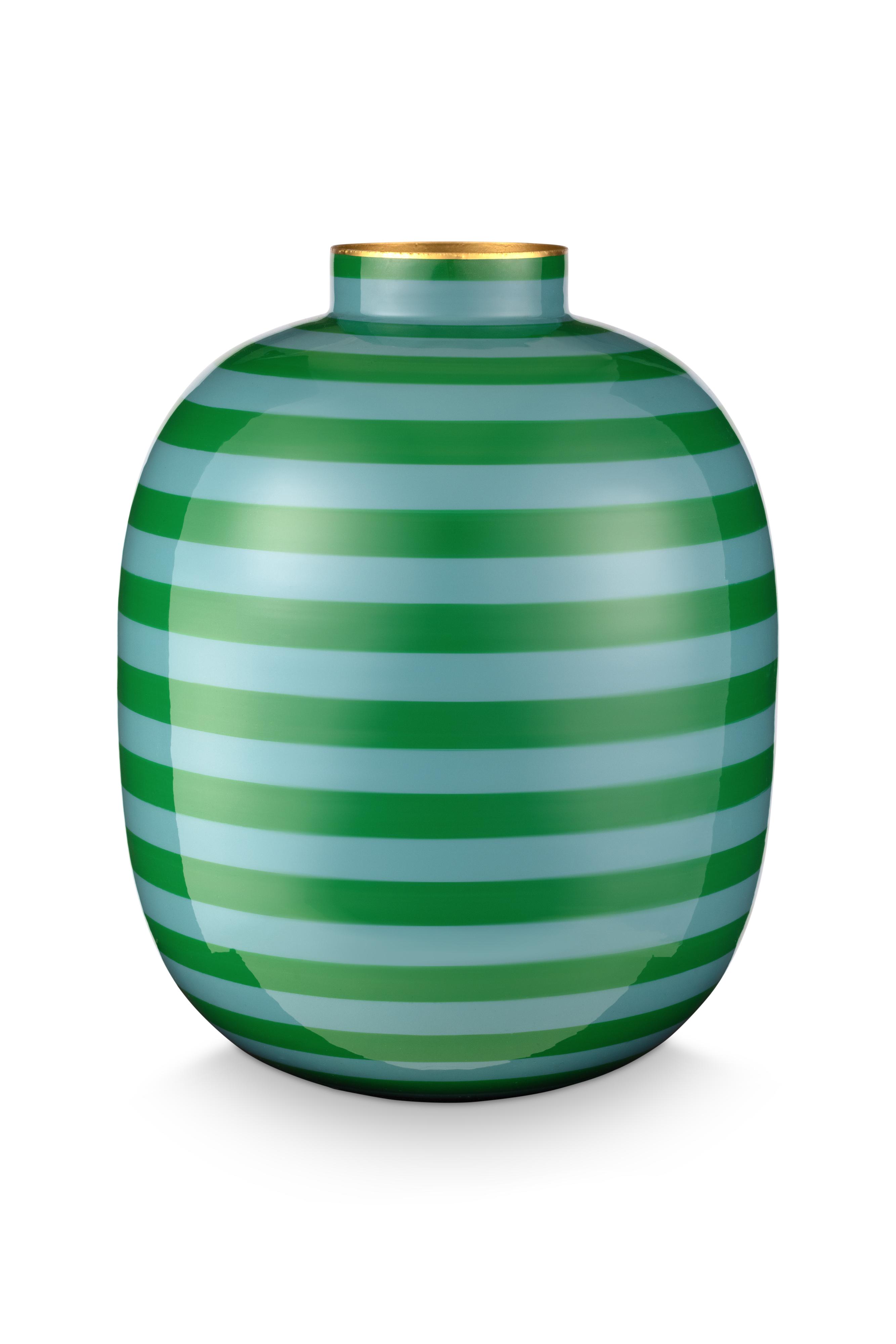 Vase Metal Stripes Green 32cm Gift