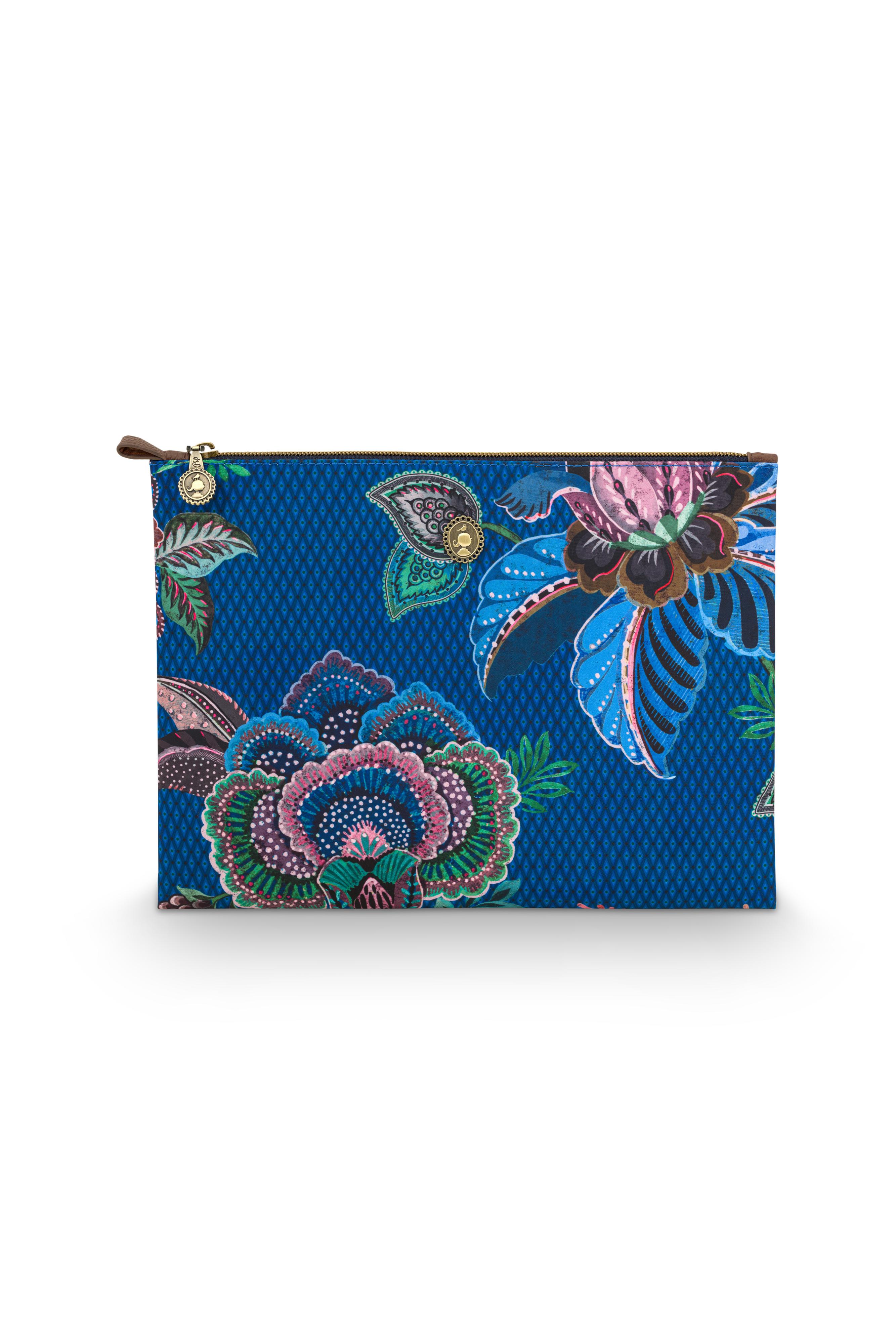 Charly Cosmetic Flat Pouch Large Cece Fiore Blue 30x22x1cm Gift