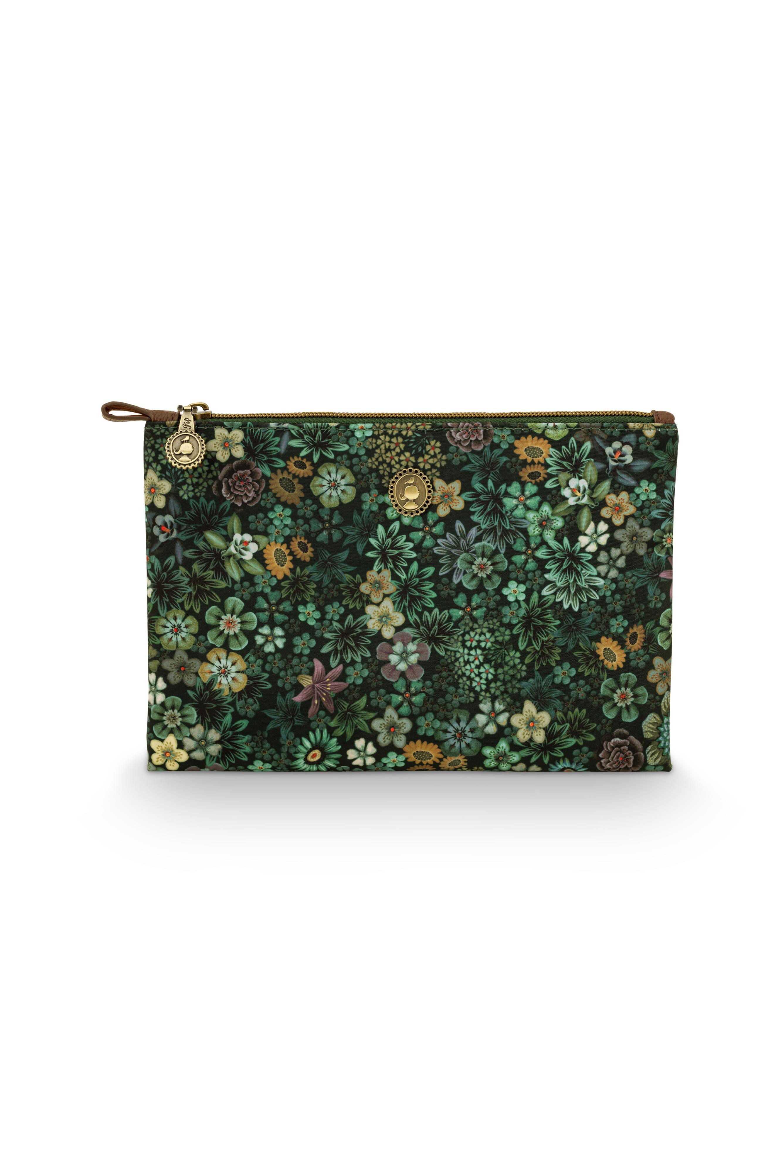 Charly Cosmetic Flat Pouch Medium Tutti I Fiori Green 24x15. Gift